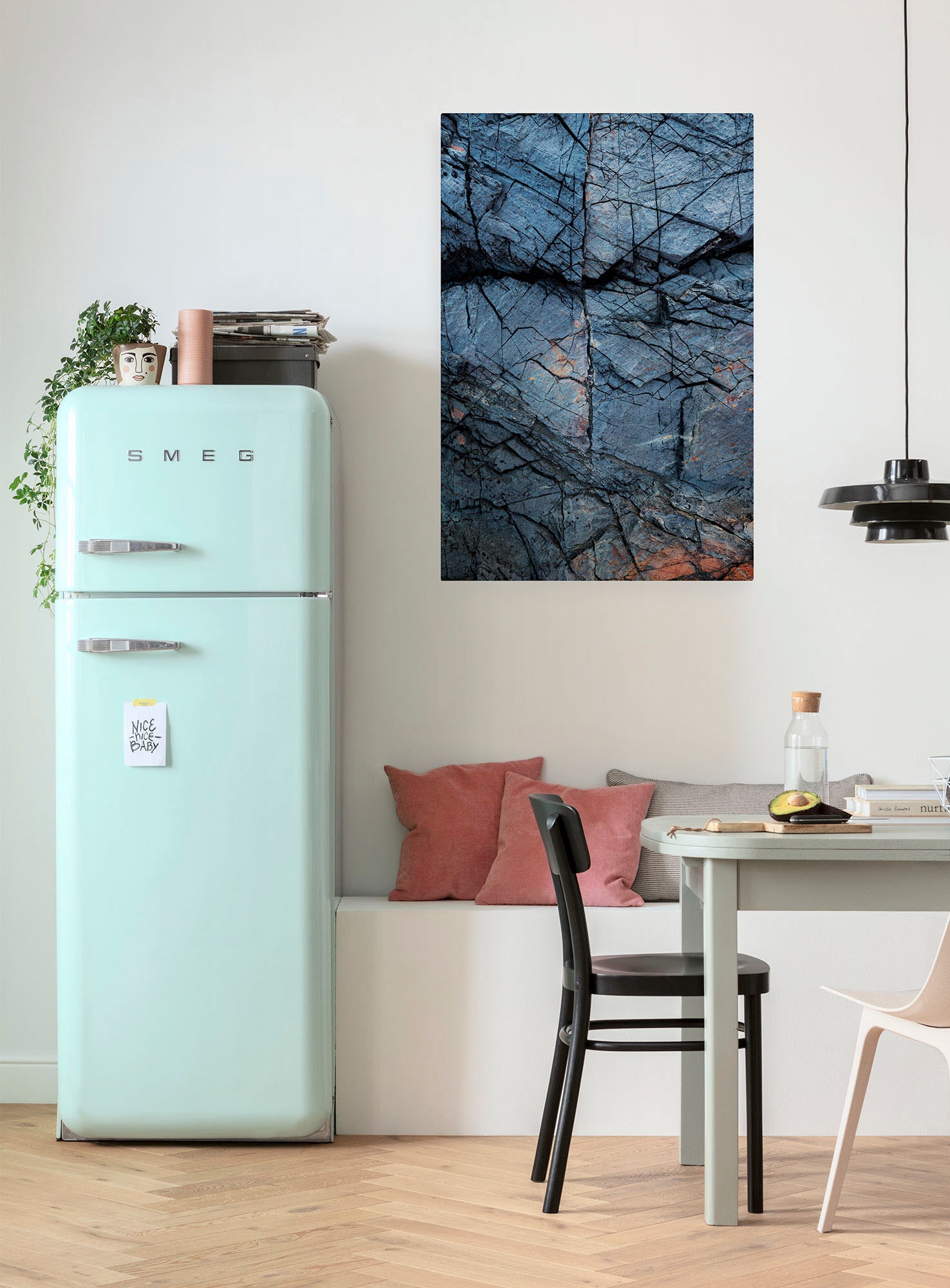 Image of Komar Leinwandbild "Wellenbrecher - Grösse 60 x 90 cm" Baum Berge Blumen Blätter Foto Jahreszeiten Landschaft Meer Natur Palmen Strand Packung, 1 Stk. tlg. Keilrahmenbild mi Echtholzrahmen