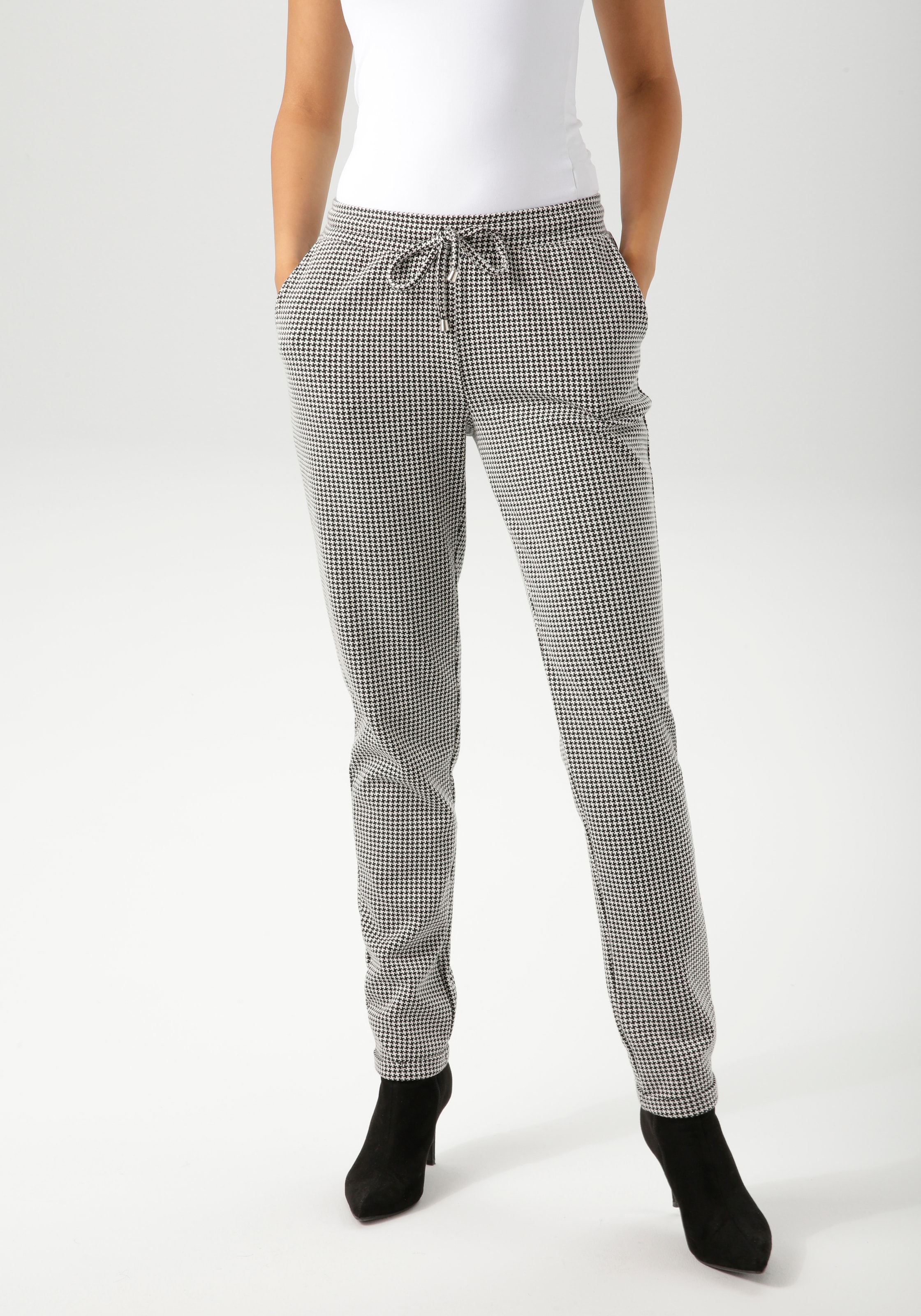 Aniston CASUAL Schlupfhose, mit trendigem Hahnentritt-Muster - NEUE KOLLEKTION