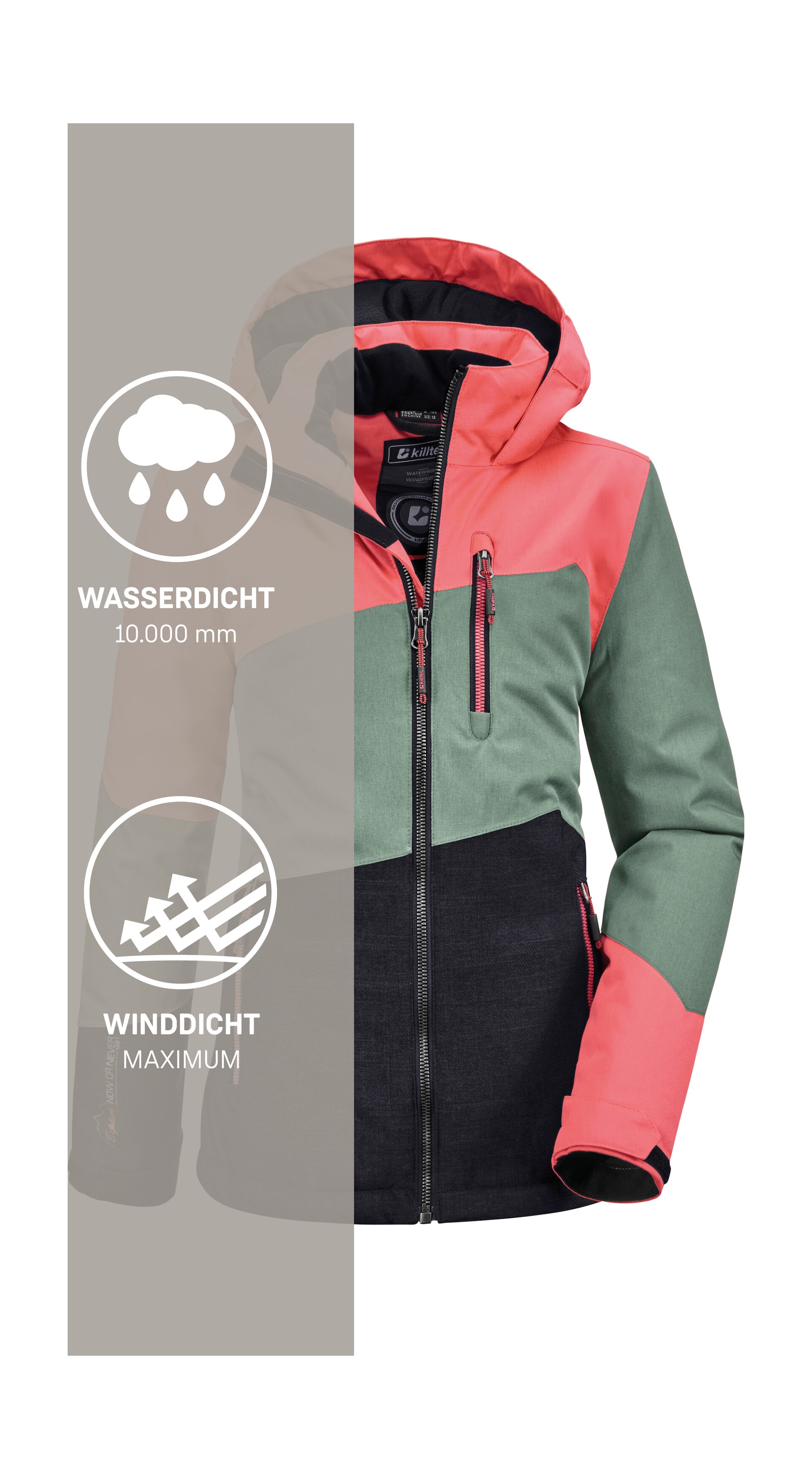 Killtec Veste d'extérieur »Lynge GRLS JCKT B« veste d'hiver imperméable avec capuche, polaire, manches réglables