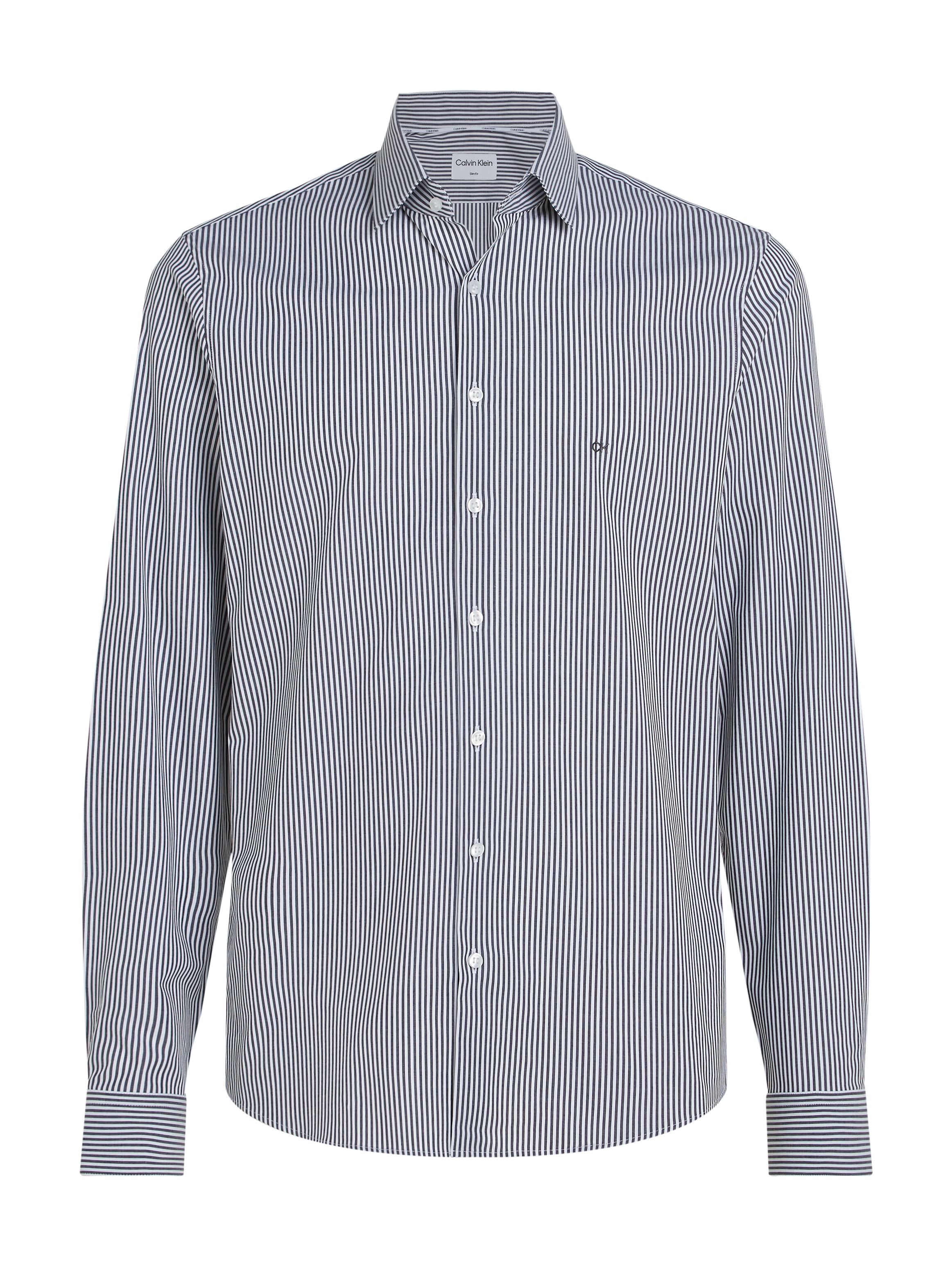 Calvin Klein Langarmhemd »POPLIN STRIPE SLIM SHIRT«, mit Logoprägung