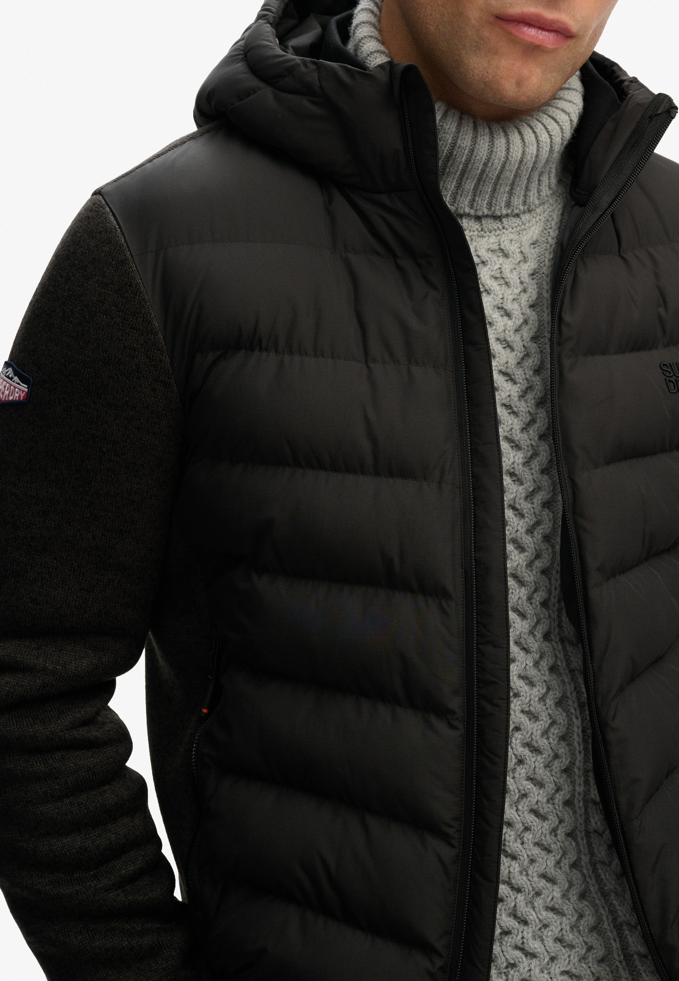 Superdry Veste matelassée »HOODED STORM KNIT HYBRID JKT« mit Kapuze