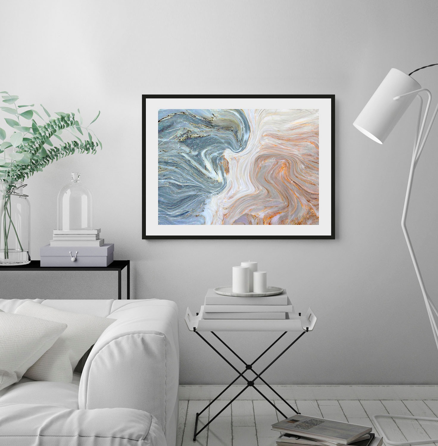 Image of queence Bild "Baltasar" Abstrakt Gemälde Kunst Marmor 1 Stk. tlg. HD Premium Poster-Druck inkl. Holzrahmen