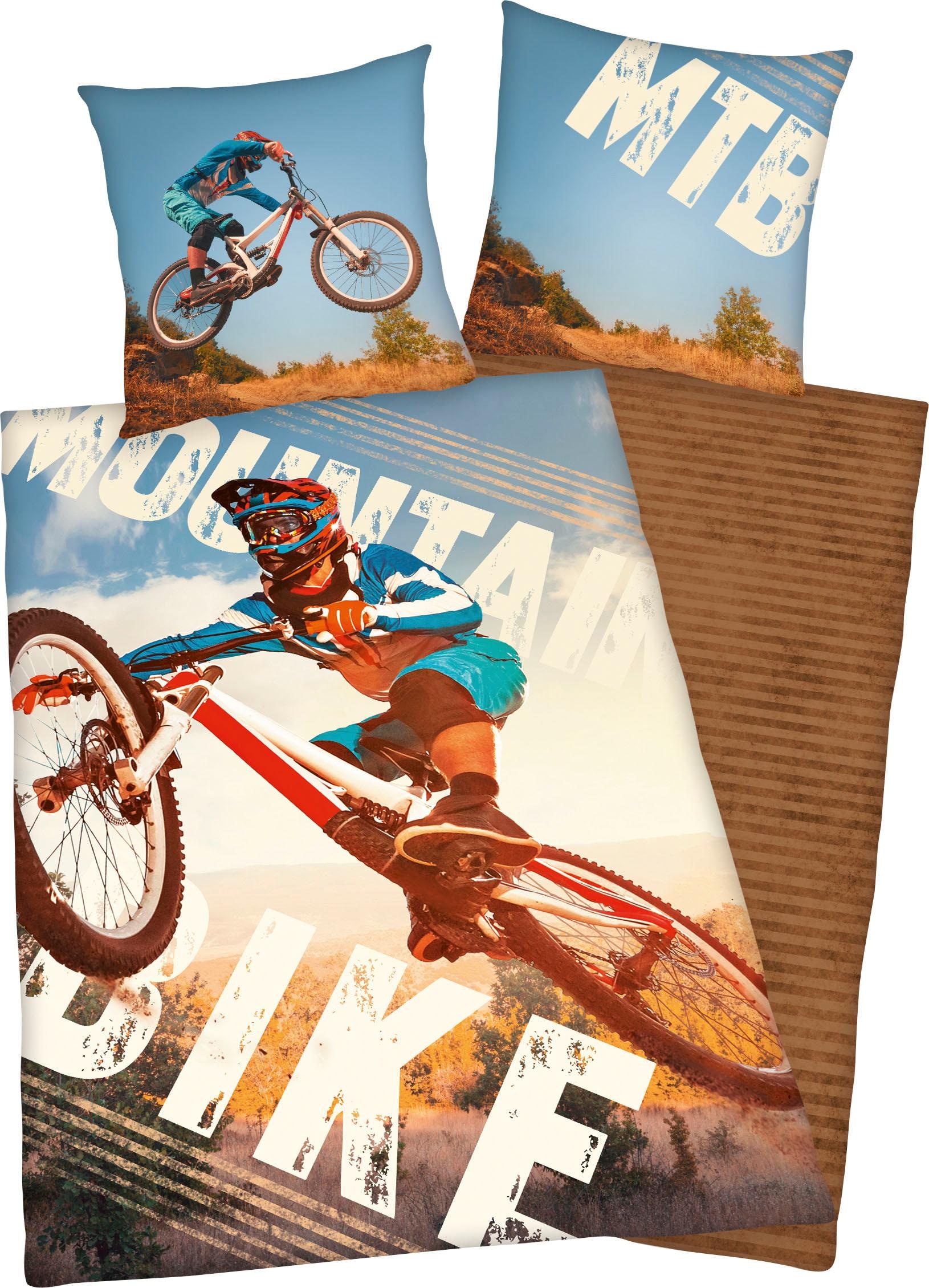 Image of Herding Young Collection Jugendbettwäsche "Mountainbike" 2 Stk. Mit Mointainbikemotiv