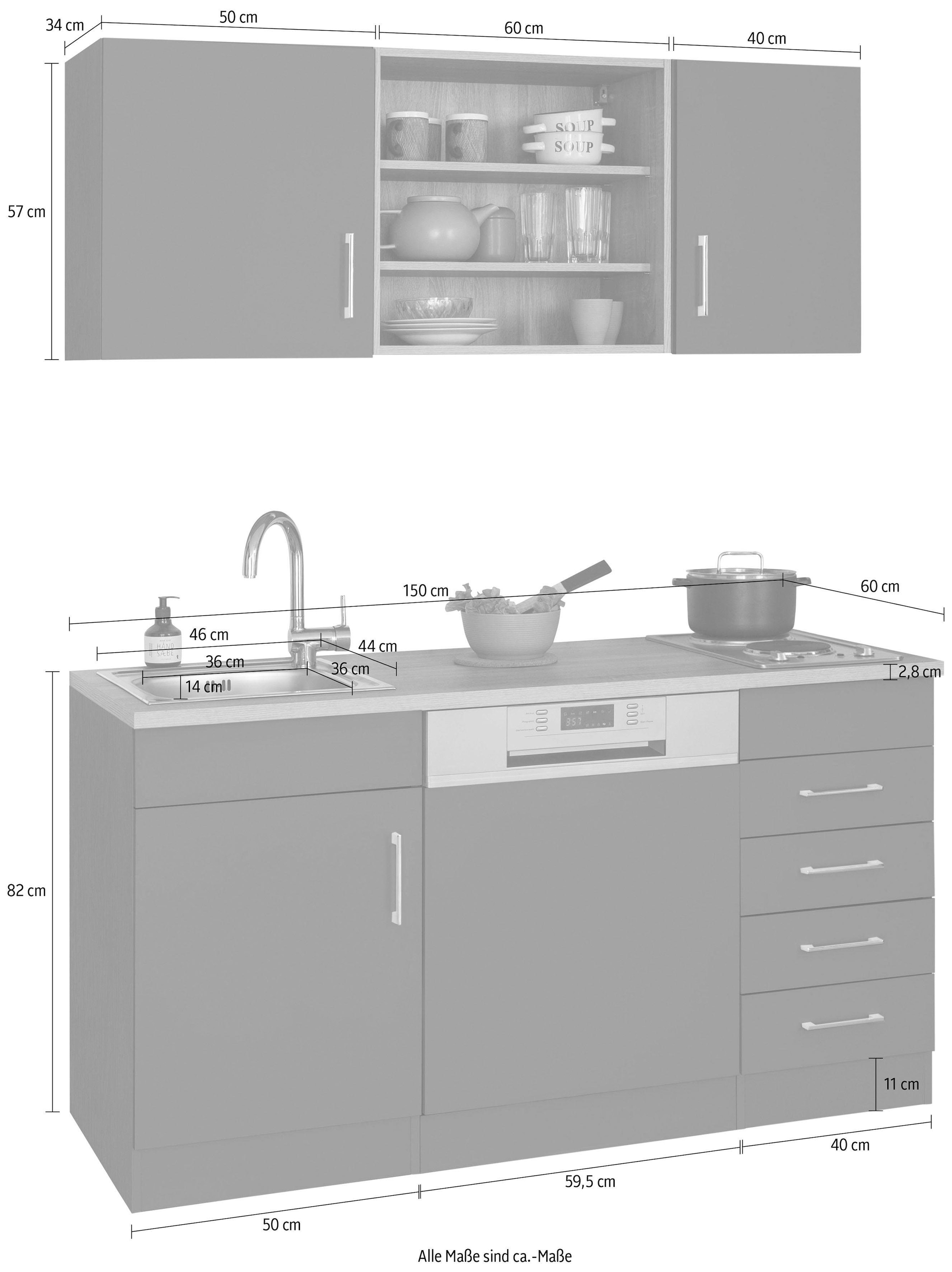 HELD MÖBEL Küche »Mali«, Breite 150 cm, mit E-Geräten jetzt kaufen