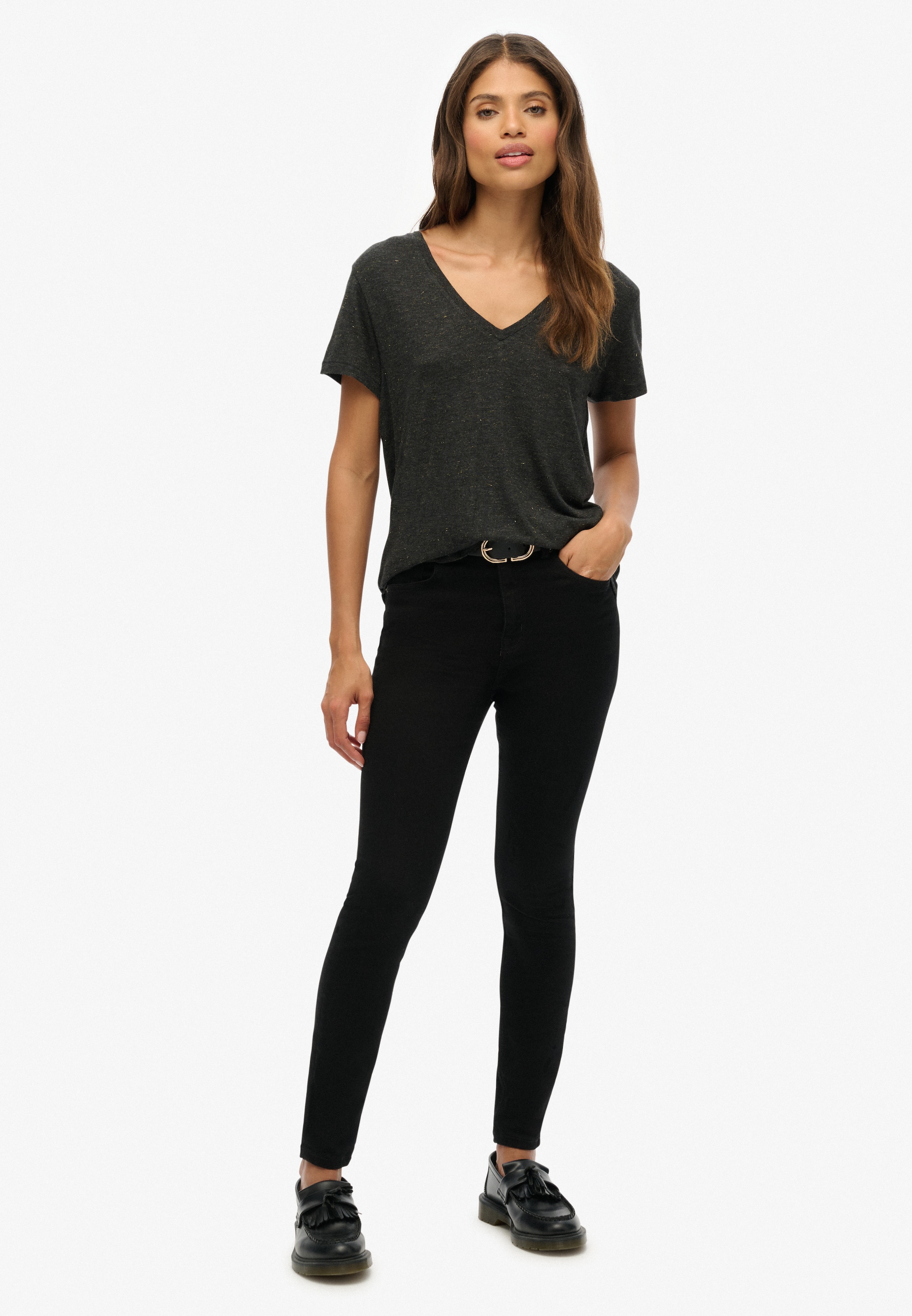 Superdry T-Shirt »STUDIOS SLUB EMB VEE TEE« Baumwollmischung, relaxed fit