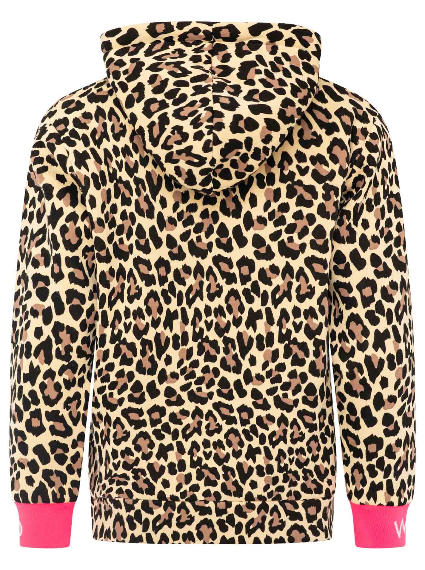 Zwillingsherz Sweat à capuche »"WILD WILD"« Motif léopard, capuche avec cordon, poignets avec imprimé WILD, fermeture éclair