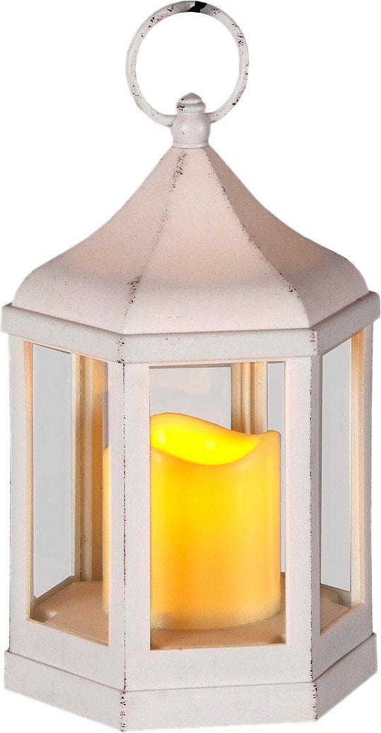 Image of GOODproduct Kerzenlaterne 6-eckig, inkl. LED-Kerze, antikweiss