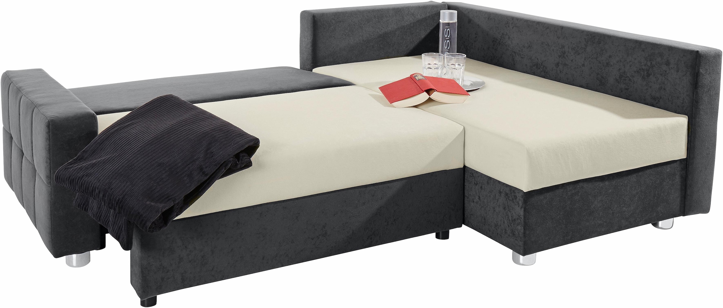 COLLECTION AB Ecksofa »Parma L-Form« mit Bettfunktion und Federkern