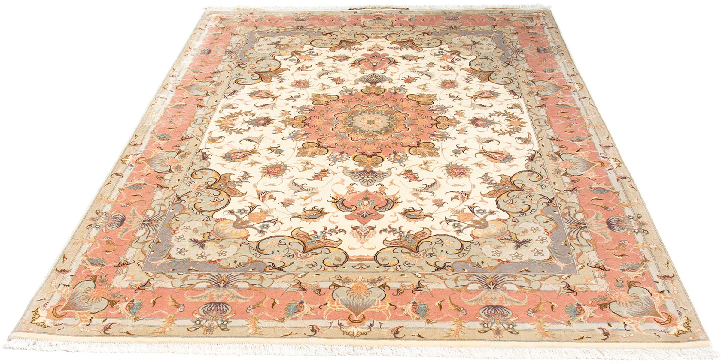 Image of morgenland Orientteppich »Perser - Täbriz - Royal - 206 x 152 cm - beige«, rechteckig, 7 mm Höhe, Wohnzimmer, Handgeknüpft, Einzelstück mit Zertifikat bei Ackermann Versand Schweiz