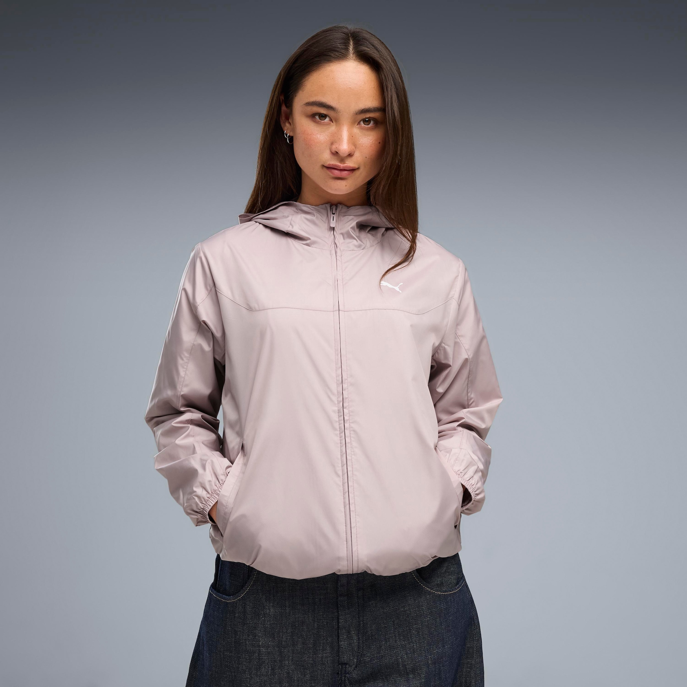 Image of PUMA Windbreaker "ESS REGULAR WINDBREAKER" mit Kapuze mit Gummiprint-Logo, mit Kapuze, mit elastischen Bündchen und Saum