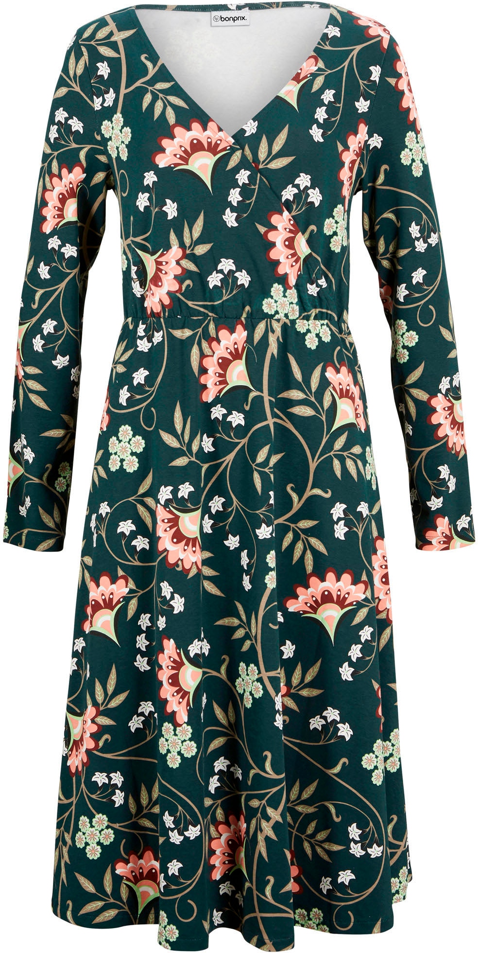 bonprix Robe en jersey »Baumwoll-Jerseykleid in Wickeloptik« für Alltag, aus Baumwolle und Elasthan, mit Wickeloptik