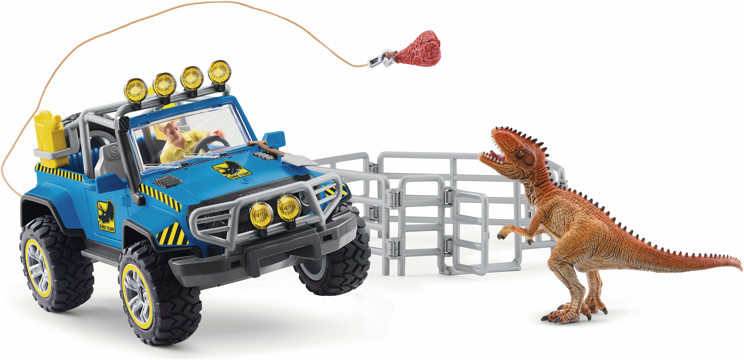 Schleich® Personnage de jeu »DINOSAURS, Geländewagen mit Dino-Aussenposten (41464)«