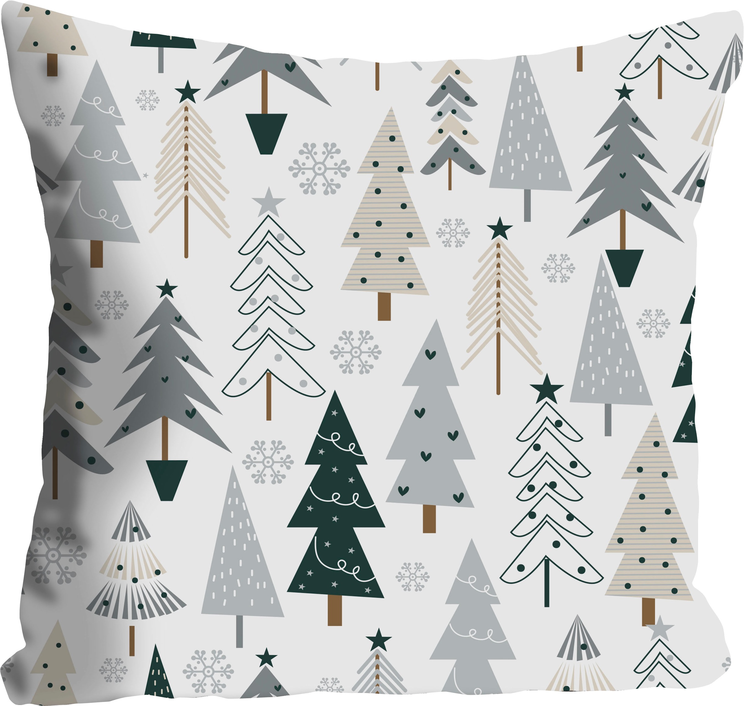 queence Dekokissen »Diddle«, Kissenhülle,Weisser Hintergrund,Tannenbäume,Weihnachten,Festlich