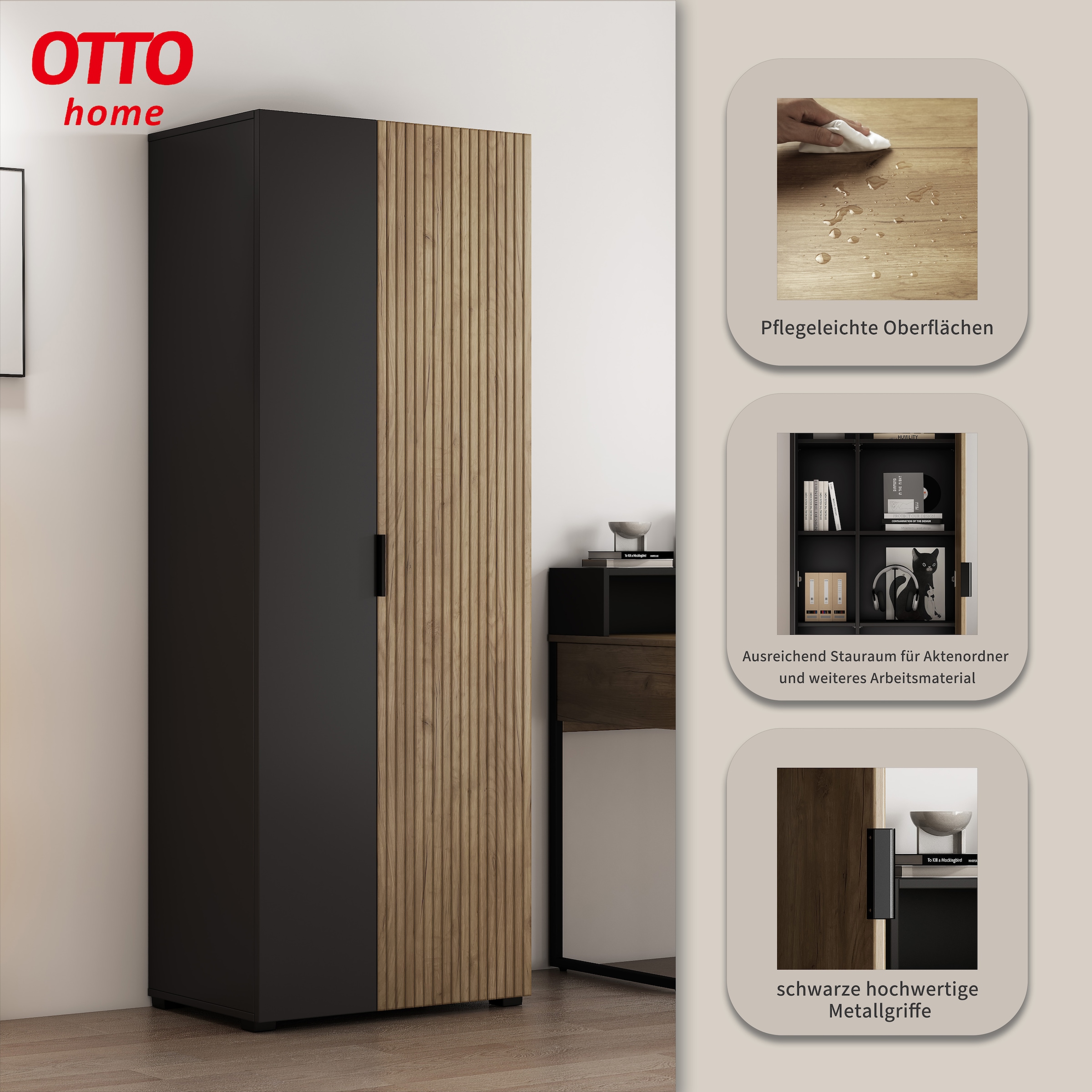 GOODproduct Armoire de classement »ASPEA-AS1T5F« Ensemble,  armoire polyvalente, design moderne avec effet panneau acoustique