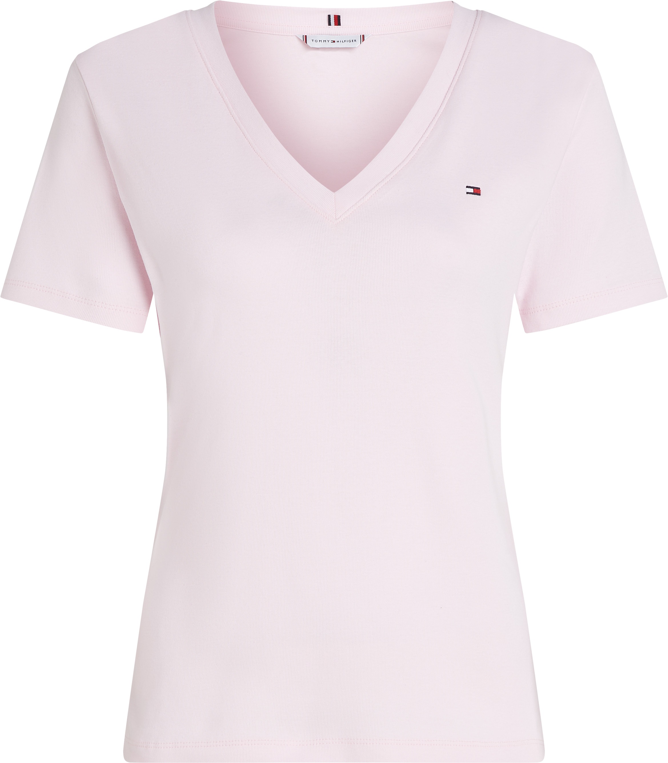 Tommy Hilfiger T-Shirt »SLIM CODY V-NK SS mit V-Ausschnitt und Streifen«, gestreift, casual, slim fit, Baumwolle, V-Ausschnitt