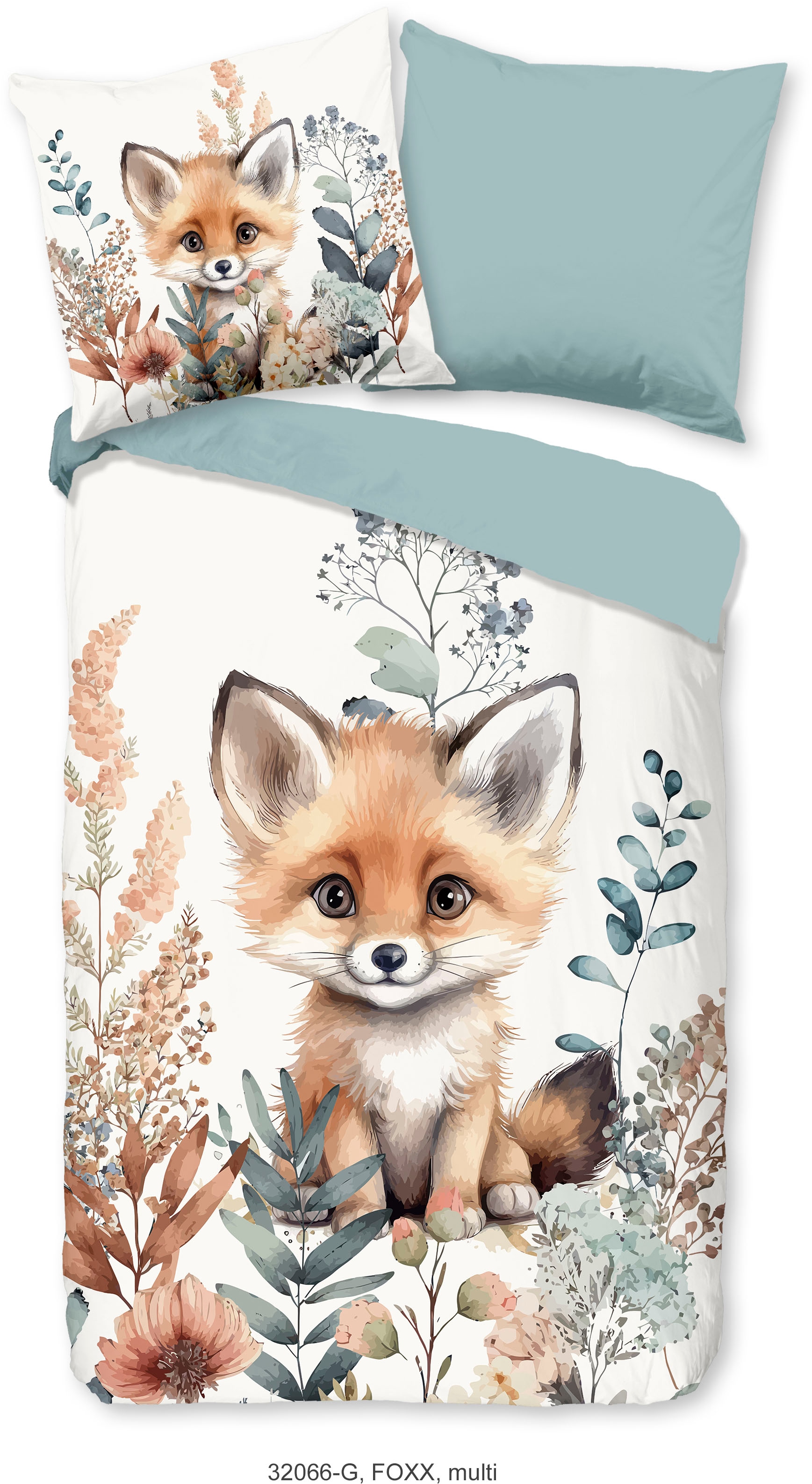 good morning Kinderbettwäsche »Foxx«, Baumwolle, 135x200, Reissverschluss, Wendeoptik, Kind, Herbst, Fuchs