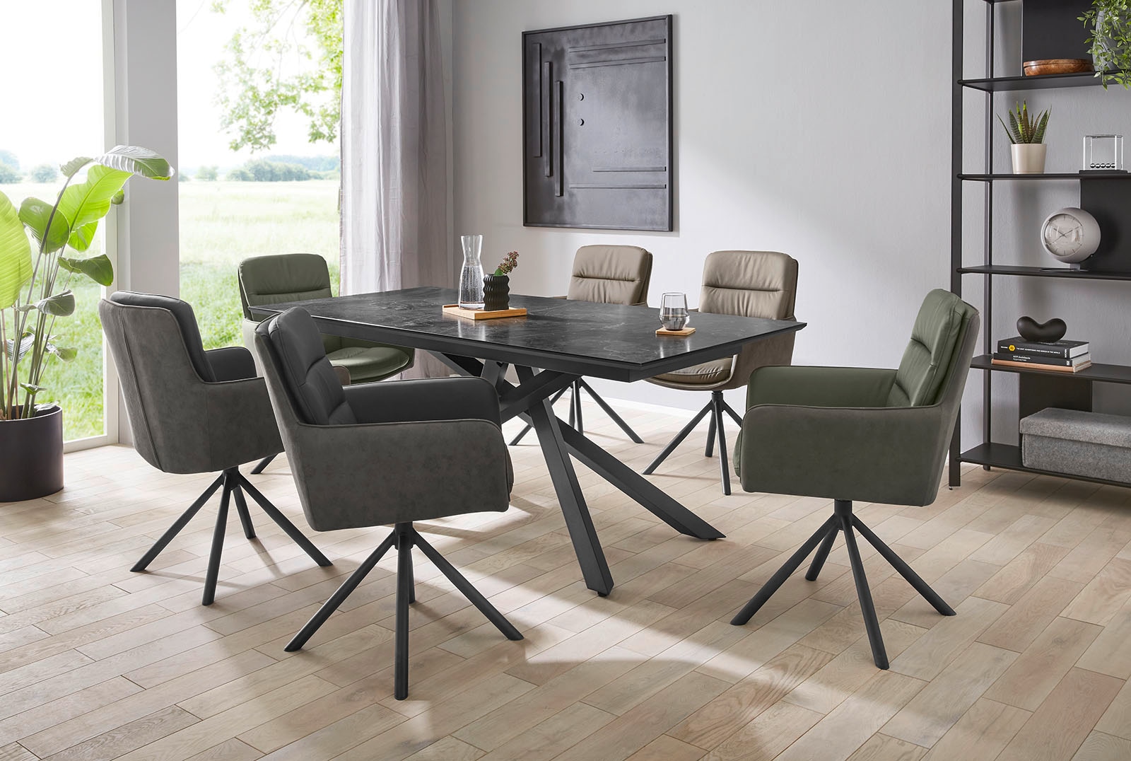 Jockenhöfer Gruppe Chaise pivotante »Audrey« (Ensemble) 2 cuiscuir véritable, avec rotation (360°), mélange de matériaux, charge max. 150kg