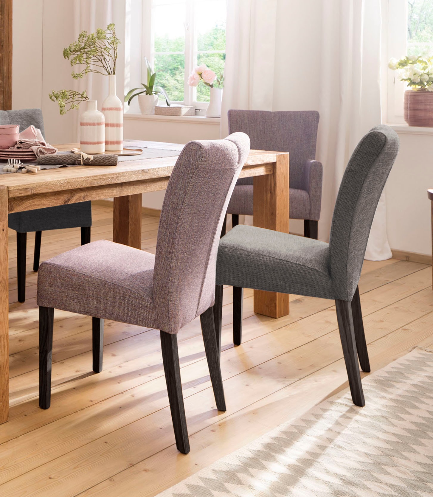 Home affaire Esszimmerstuhl »Queen« (Set) 2 Stk.Beine aus massiver Buche, wengefarben lackiert, Polsterstuhl