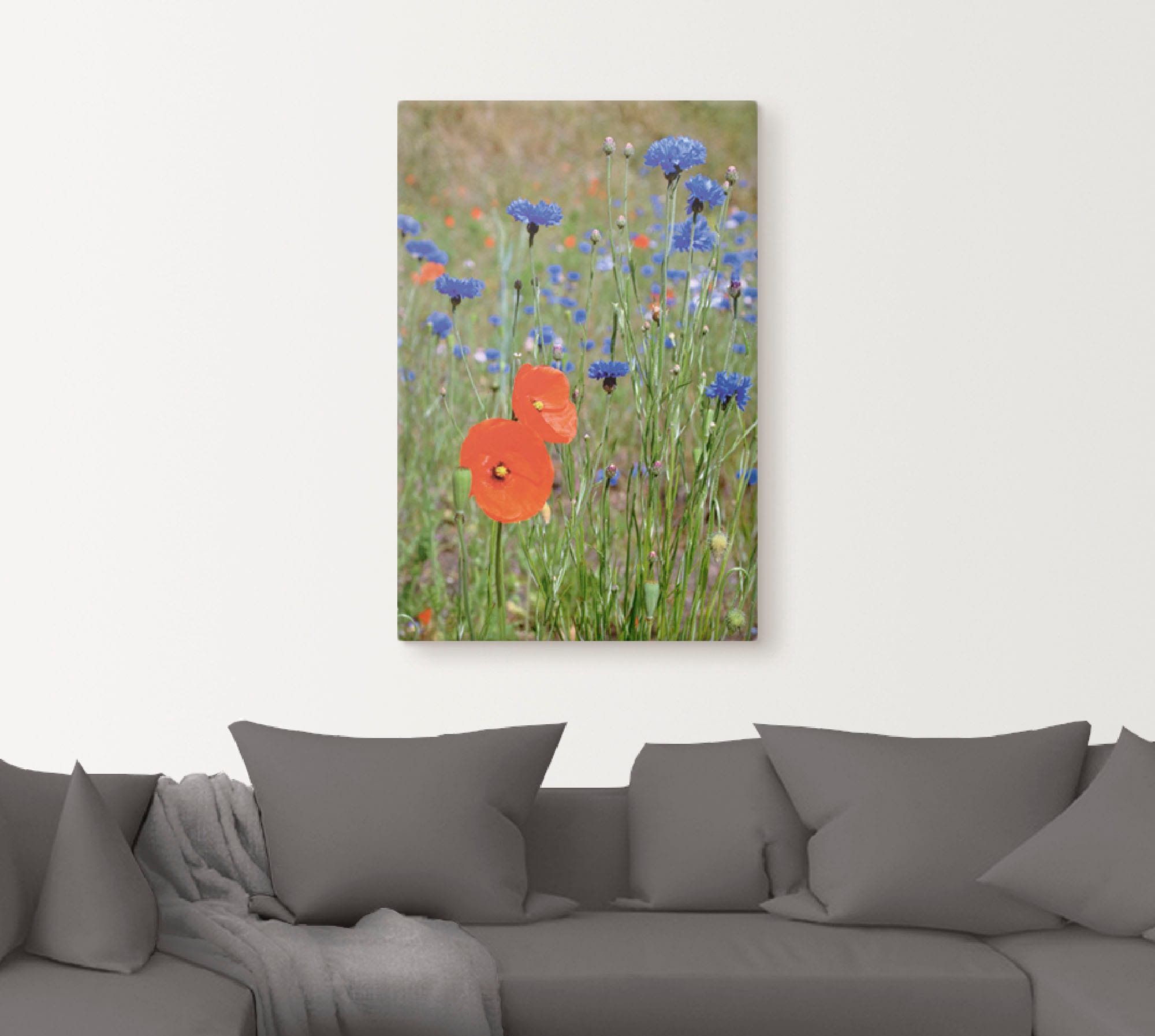 Artland Leinwandbild »Wiese mit Mohnblumen und Kornblumen« 1 Stk. tlg. auf Keilrahmen gespannt