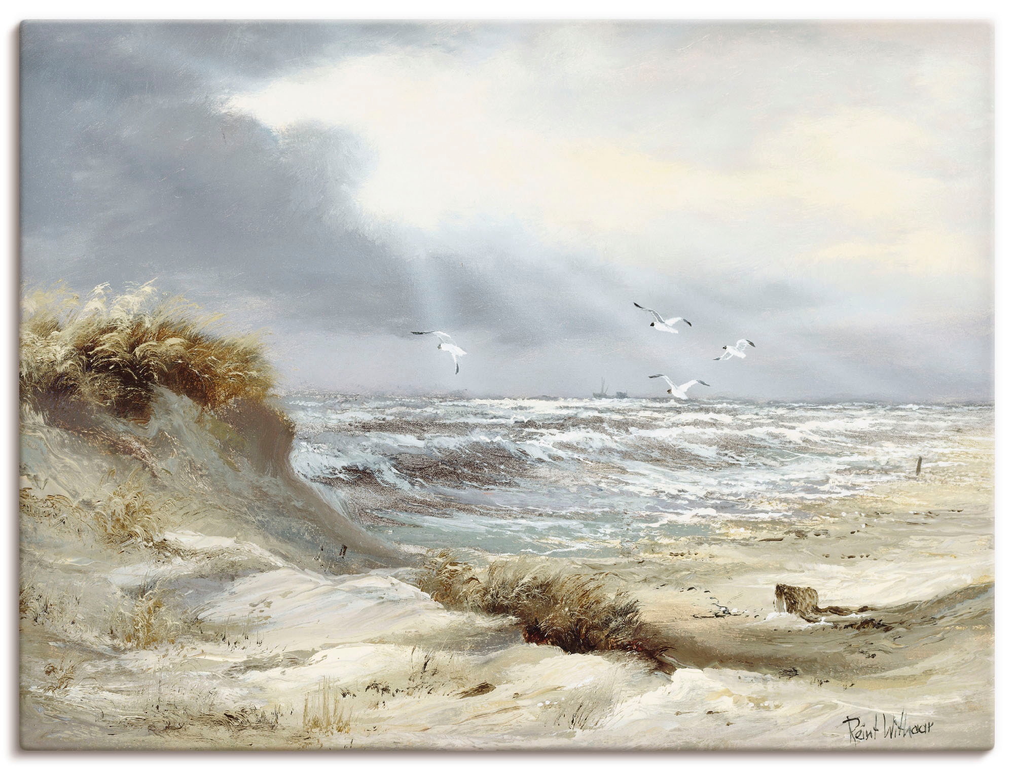 Image of Artland Wandbild "Dünen an der stürmischen See" Küste 1 Stk. tlg. als Leinwandbild, Poster in verschied. Grössen