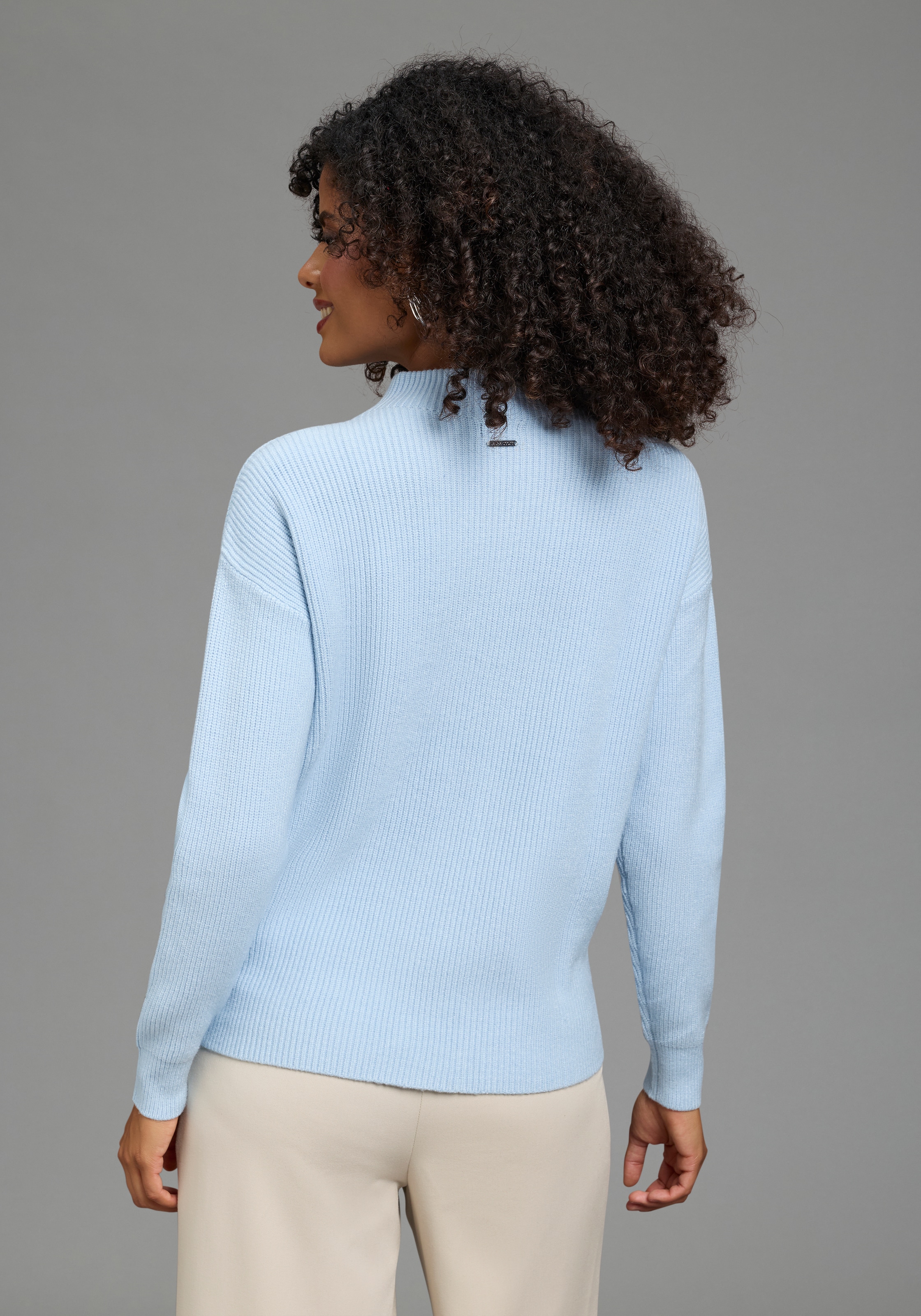 Laura Scott Pull en tricot »mit Stehkragen mit hüftlanger Passform« en mélange de viscose doux
