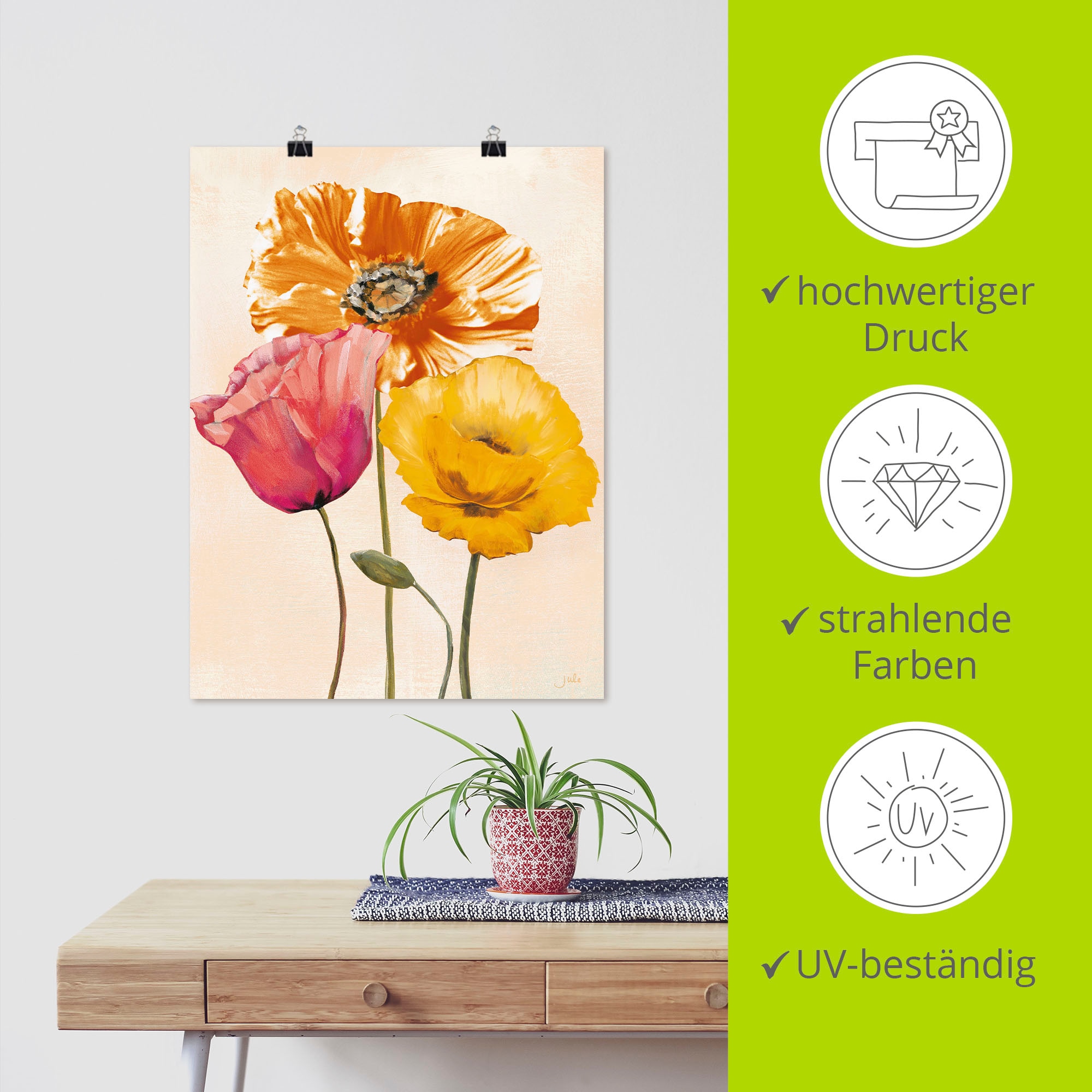 Artland Wandbild »Bunte Mohnblumen II«, Blumenbilder, (1 St.), als Leinwandbild, Poster, Wandaufkleber in verschied. Grössen