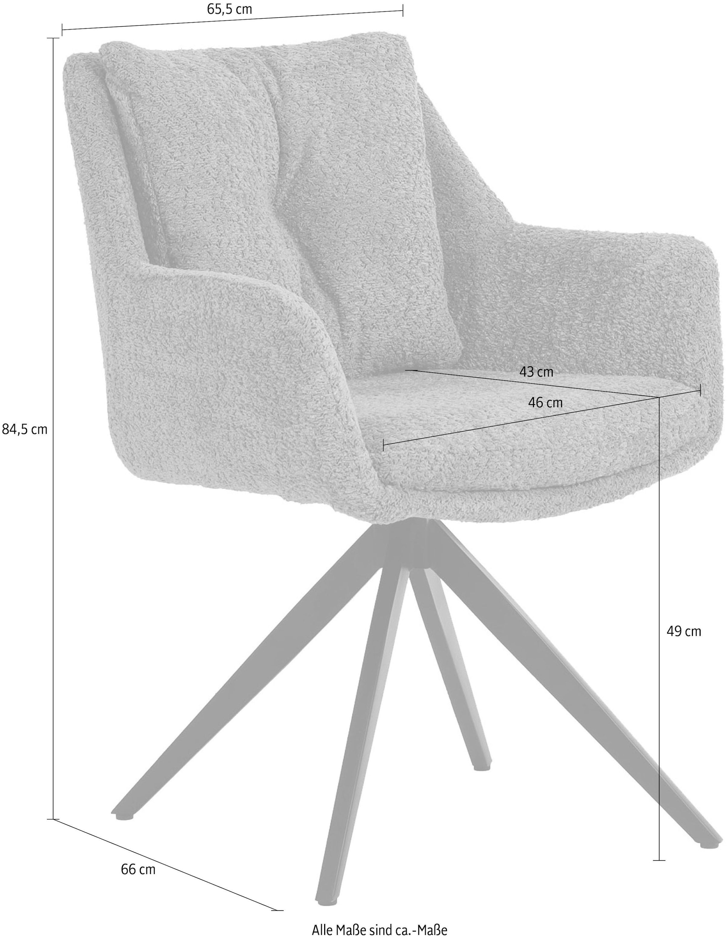 SIT Chaise avec accoudoirs »Bordeaux Bouclé Stoff mit 360° Drehfunktion & Metallgestel« () Fonction pivotante flexible & revêtement bouclé Öko-Tex pour le confort