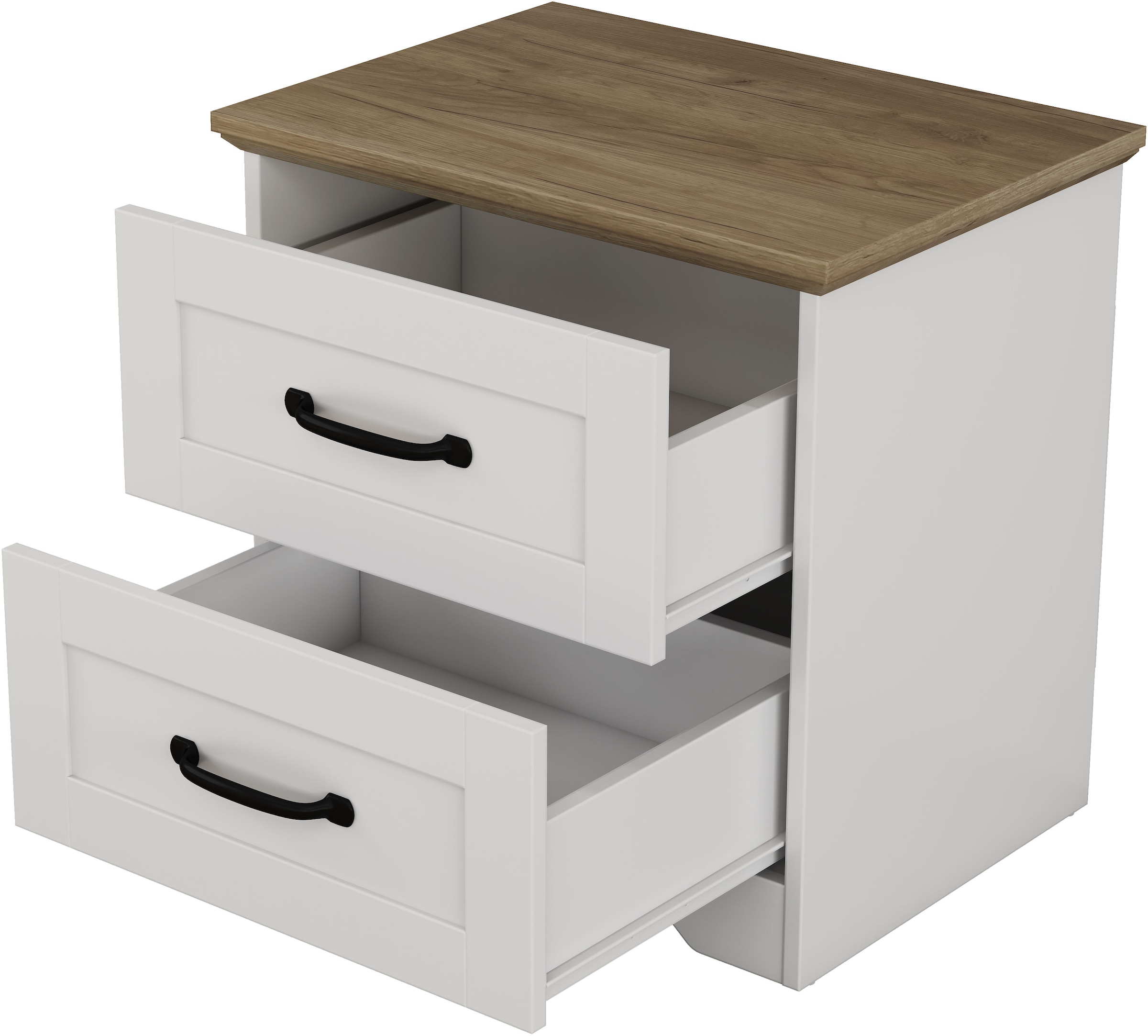 GOODproduct Nachtkommode »Emmilia Nachttisch Set im Landhaus Design« Schlafzimmer Kommoden Nachschrank im 2er Set, 2 Stk. tlg. 2 Schubladen je Nachttisch - viel Stauraum im Schlafzimmer