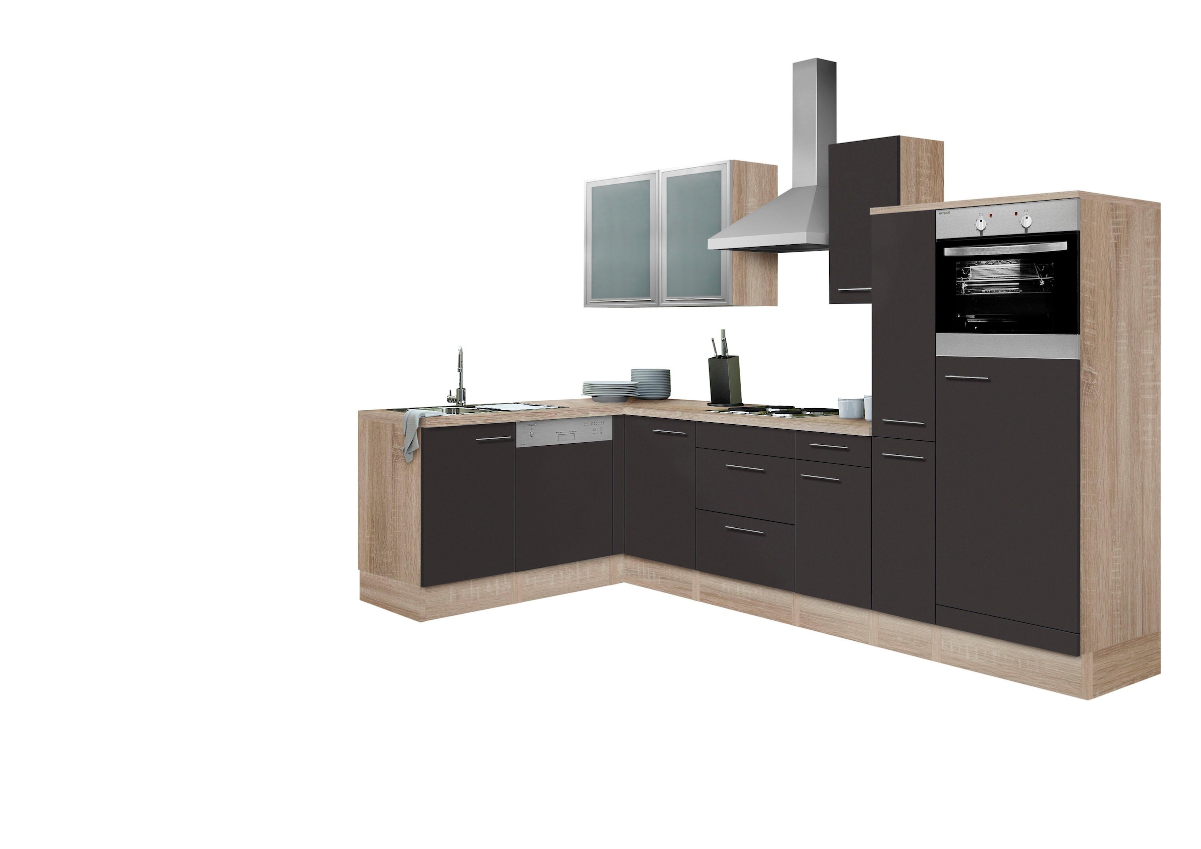 OPTIFIT Winkelküche »Kalmar«, Stellbreite 300x175 cm, wahlweise mit E-Geräten, mit Arbeitsplatte