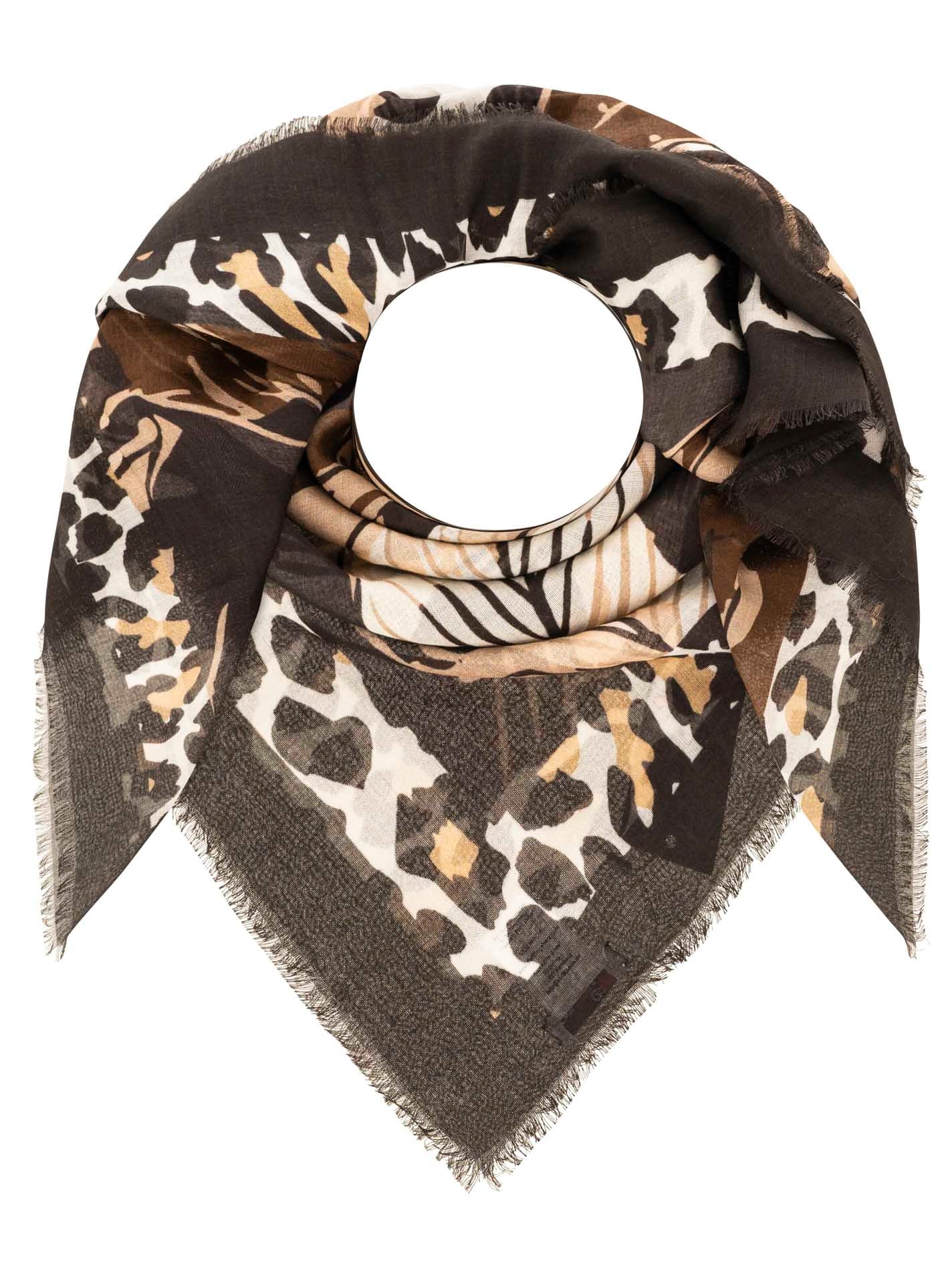 Image of Zwillingsherz Modetuch ""Leopard"" Leopard-Motiv, Fransenabschlüsse rundum, leichtes Material