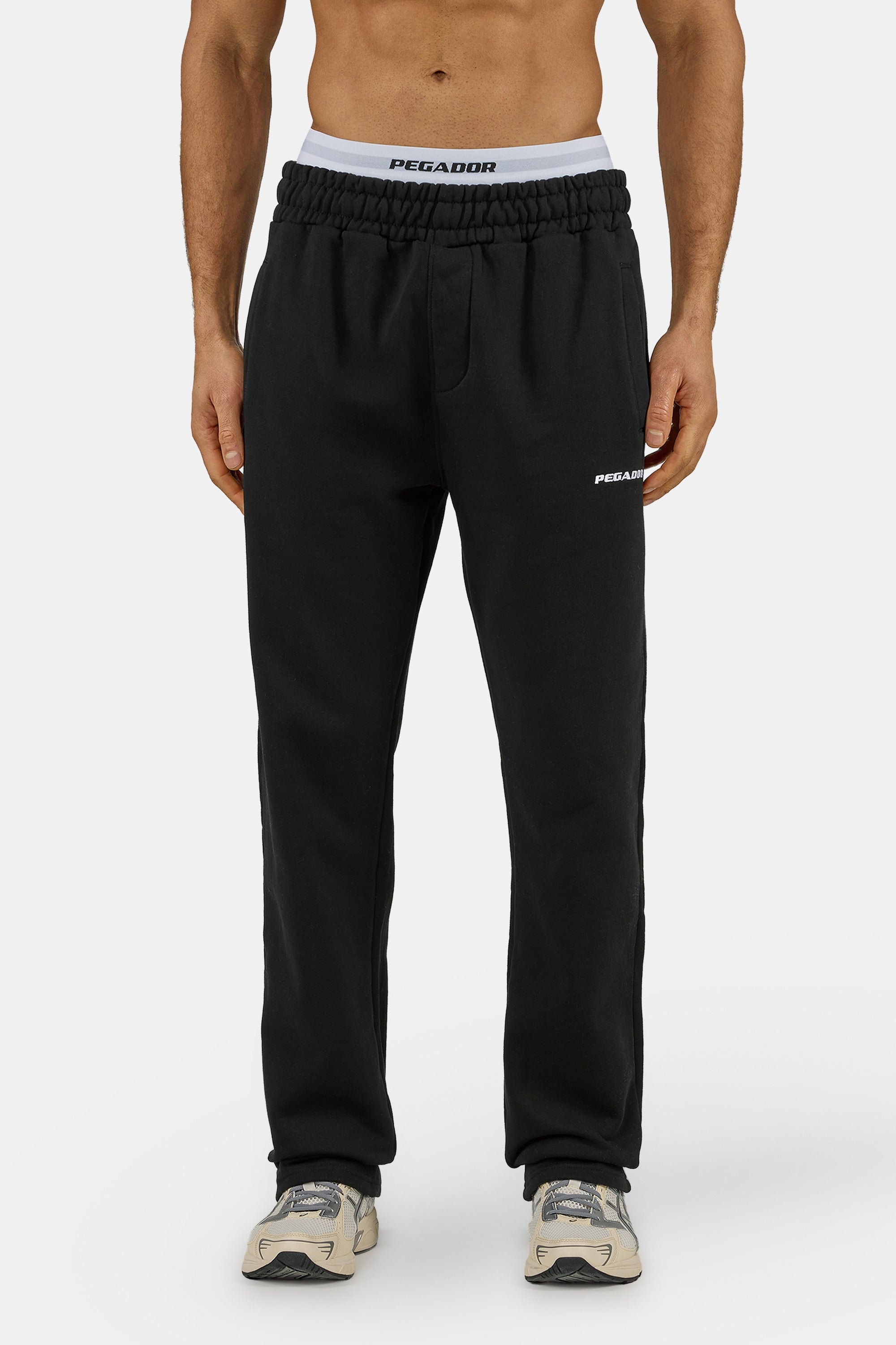 Image of PEGADOR Sweathose "Logo Wide Sweat Pants" Baumwollmischung, weit
