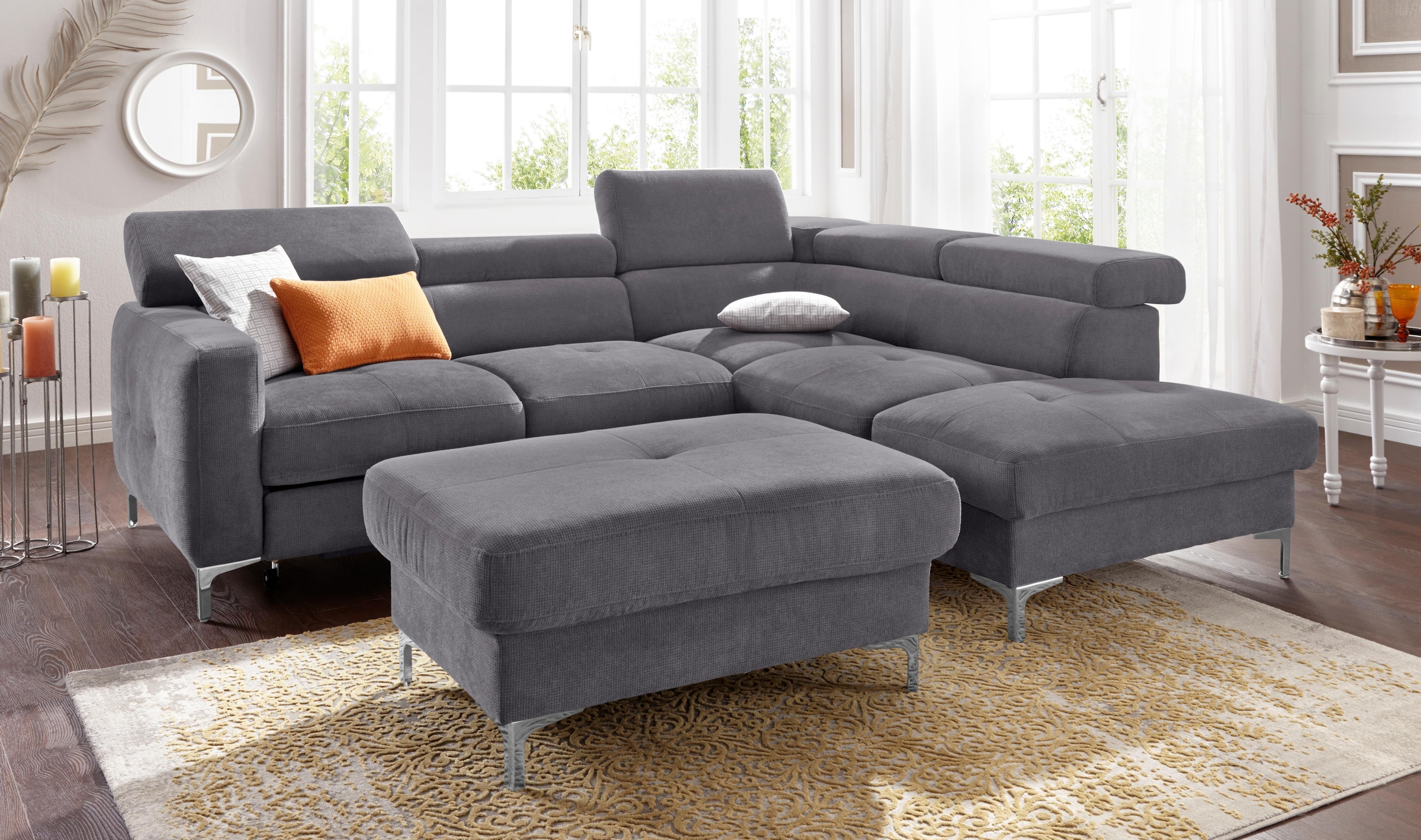COTTA Ecksofa »Sammy L-Form«, mit Kopfteilverstellung, wahlweise mit Bettfunktion & Bettkasten