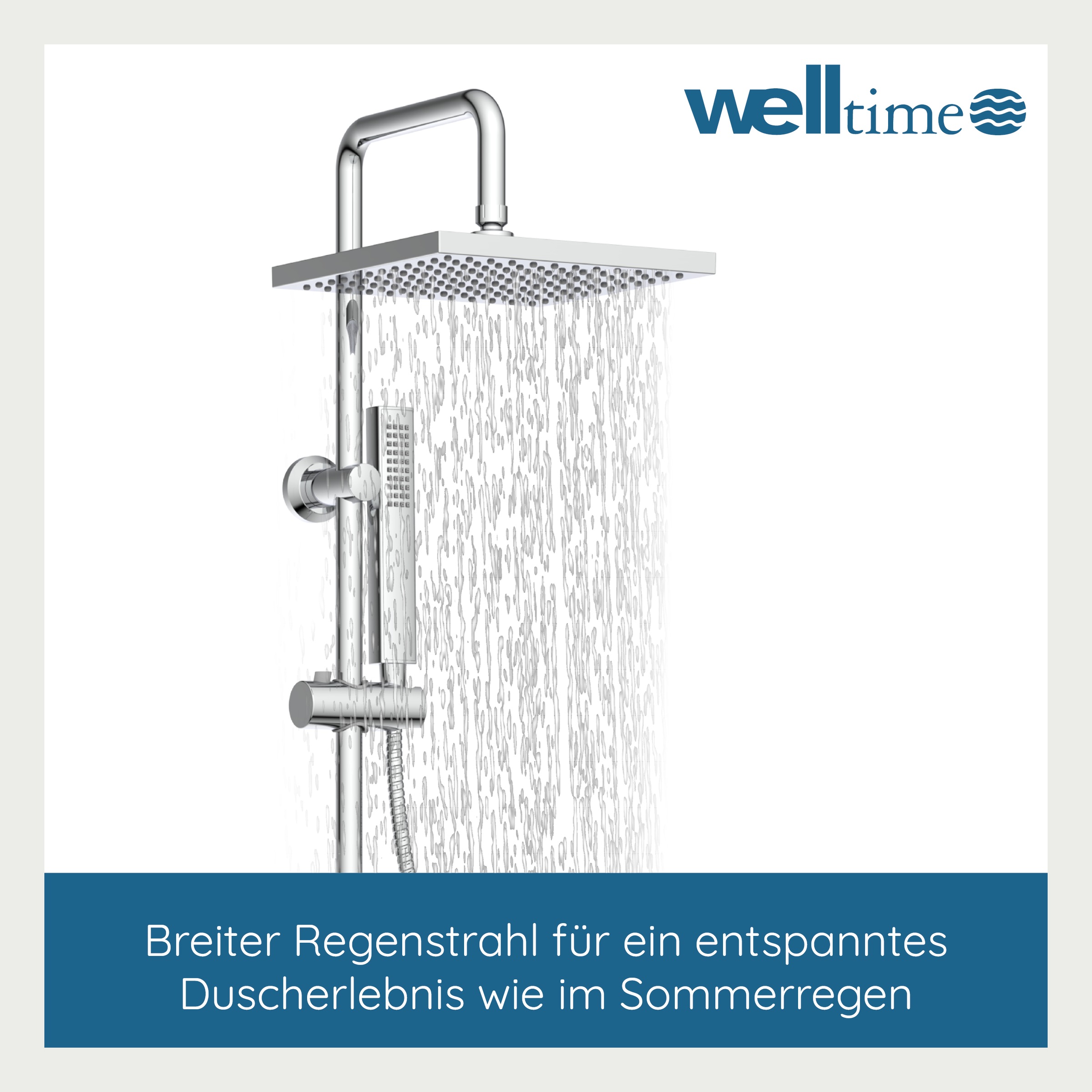 welltime Set de douche à barres »LINA« douche de tête avec porte-savon, longueur du côté 20 cm.