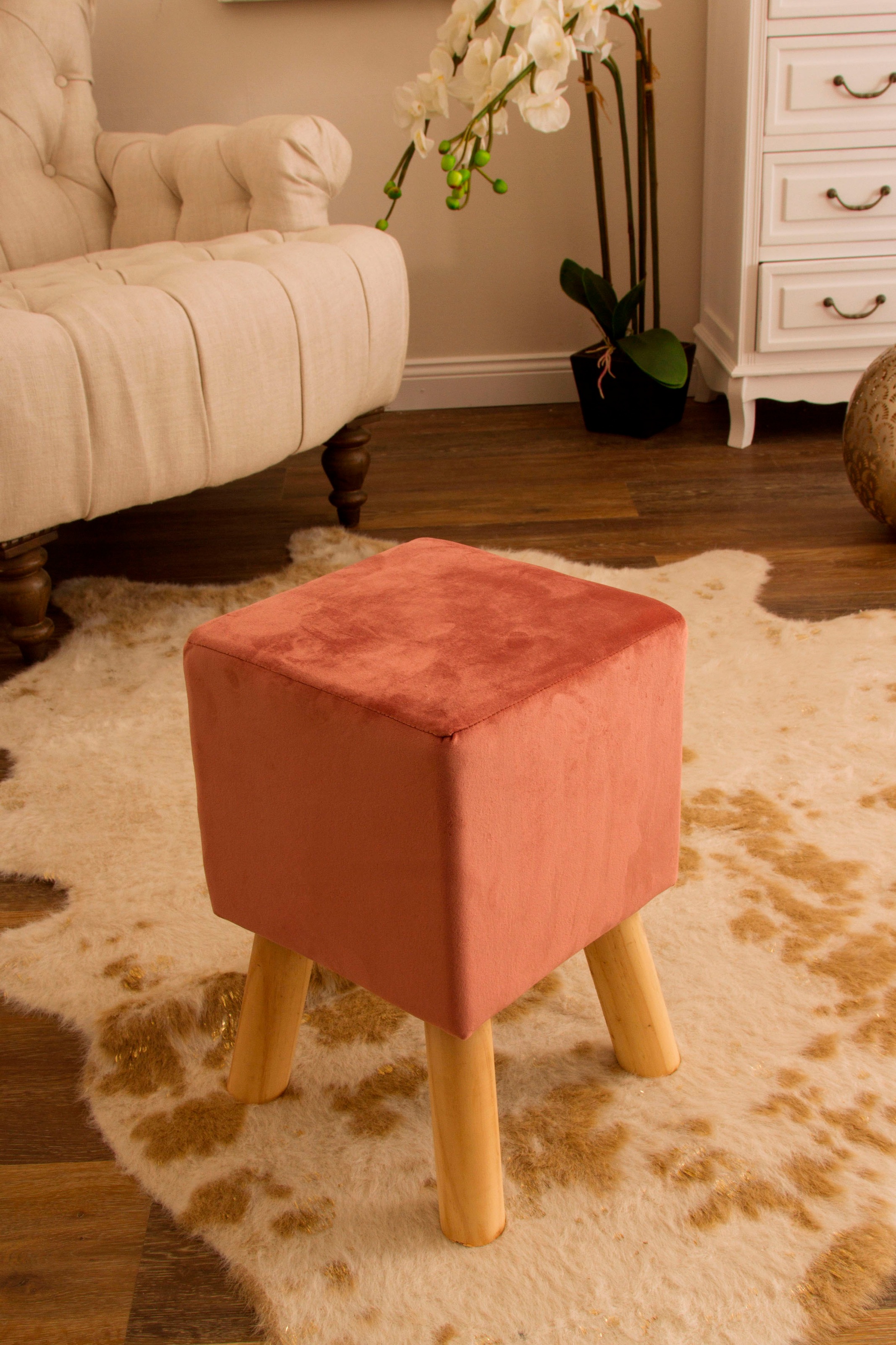 Image of my Flair Hocker, quadr. 4 Füsse natur/altrose bei Ackermann Versand Schweiz