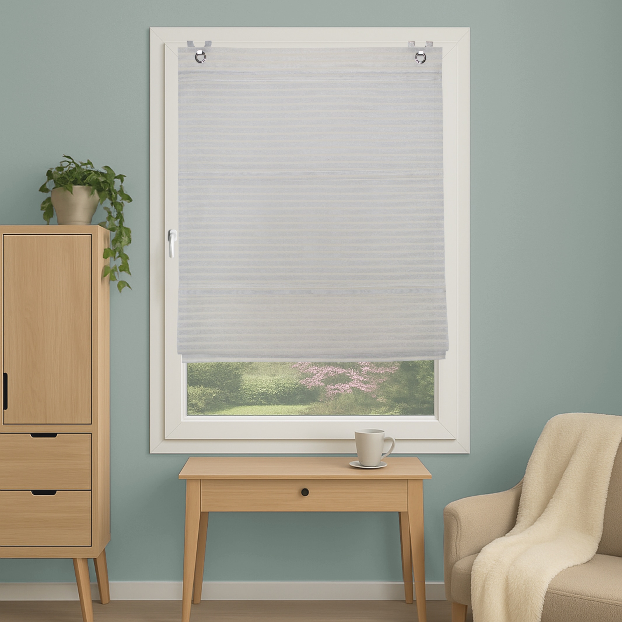 HOME WOHNIDEEN Store magnétique »JACOB« mit Suspension du crochet Sans perçage ni vissage Rayures horizontales