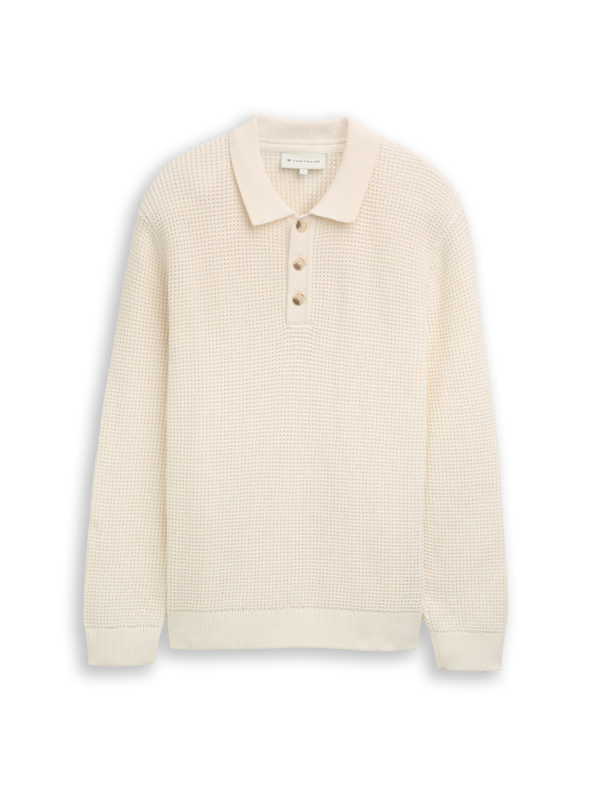 Image of TOM TAILOR Strickpullover mit Polokragen und kurzer Knopfleiste
