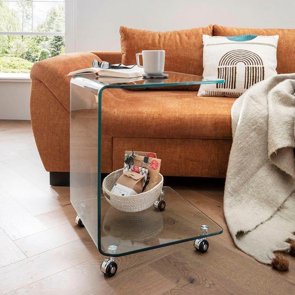 Paroli Beistelltisch "Peppe" aus Glass mit Rollen
