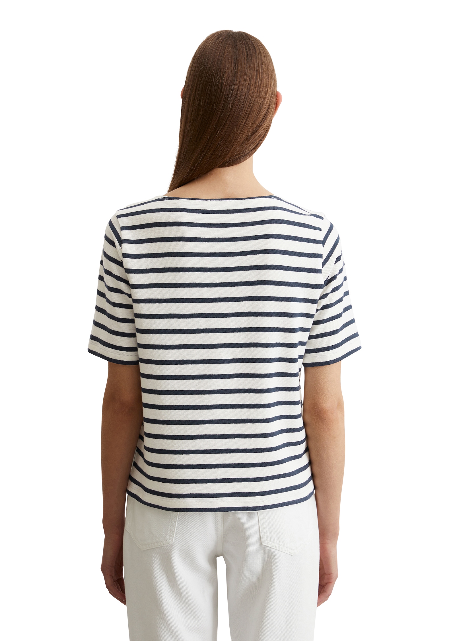 Marc O'Polo T-Shirt, geringelt, U-Boot-Ausschnitt, gerade schnitten
