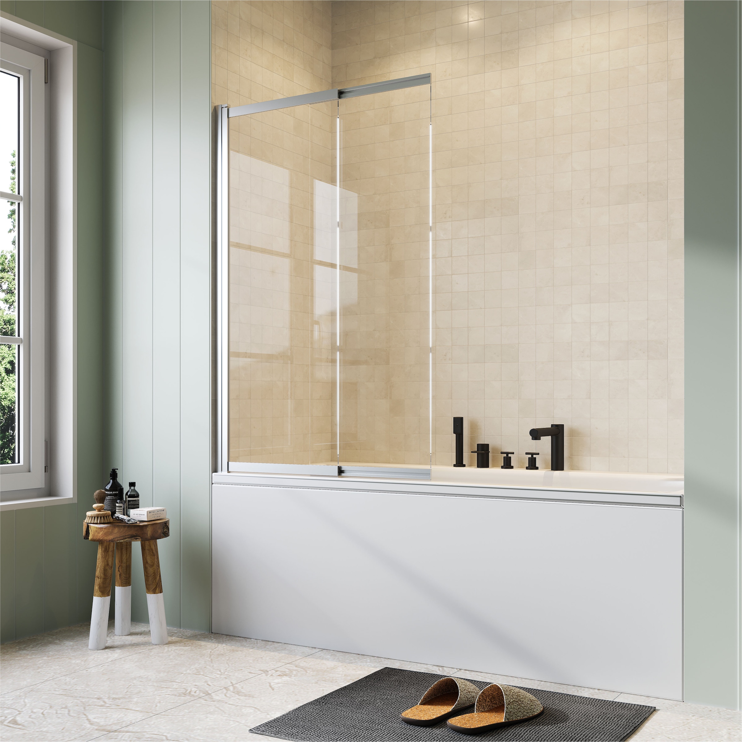 welltime Rehausse de baignoire »Slider« 2 cuis tlg. Paroi de douche pliable ET rabattable contre le mur !