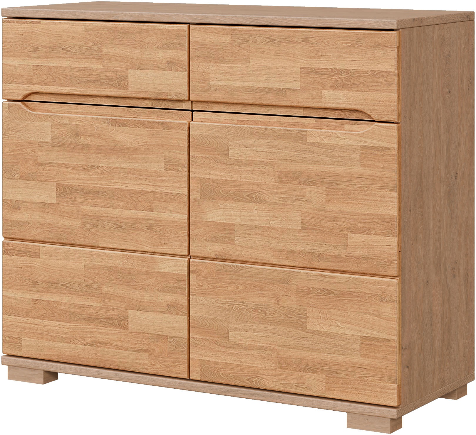 Image of Home affaire Sideboard "VETRO in zwei Farben Erhältlich, teilmassiv, 2 Schubladen, 3 Fächer" B/T/H: 100/40/85cm Fronten: Massivholz, Korpus: Melamin, Griffmulden