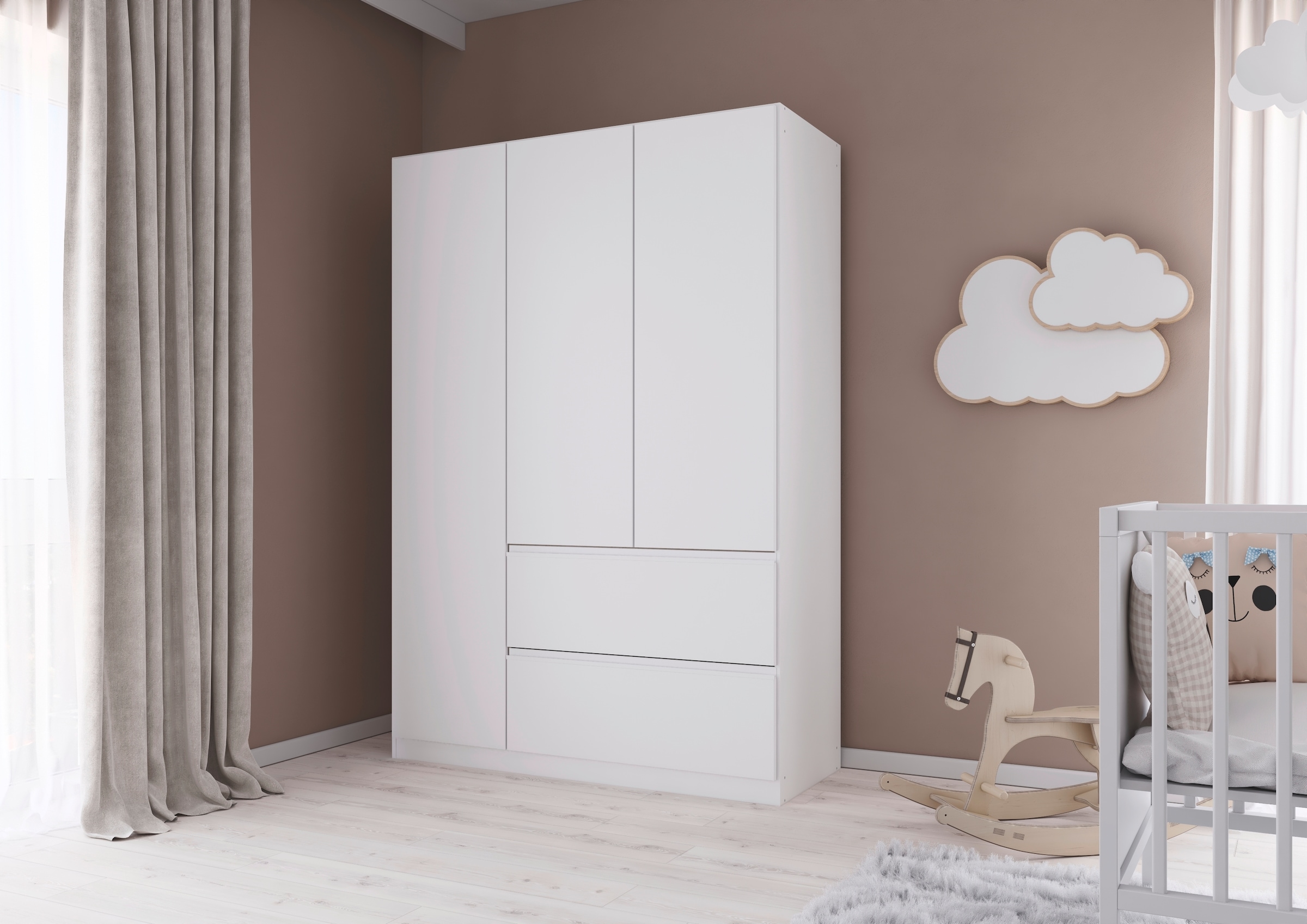 rauch »Komplettzimmer Schlafzimmer-Set (5-St.) Jugendzimmer-Set JOEL« Set, Bett 90x200 oder 140x200 cm, Ausstattungspakete BASIC/CLASSIC/PREMIUM, 5 Stk. tlg. Bett 2 Breiten,Nachttisch,Tisch,Rollcontainer,Schrank MADE IN GERMANY