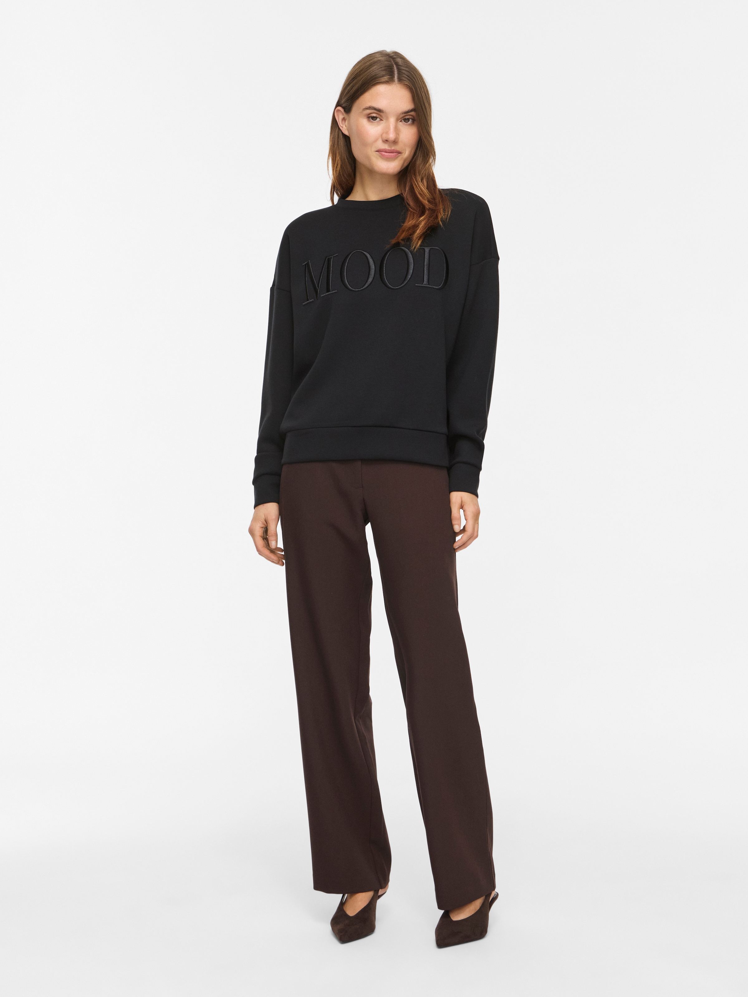 Vila Sweater »VIREFLECT MOOD EMB L/S SWEAT TOP/R/3«, Materialmix, loose fit
