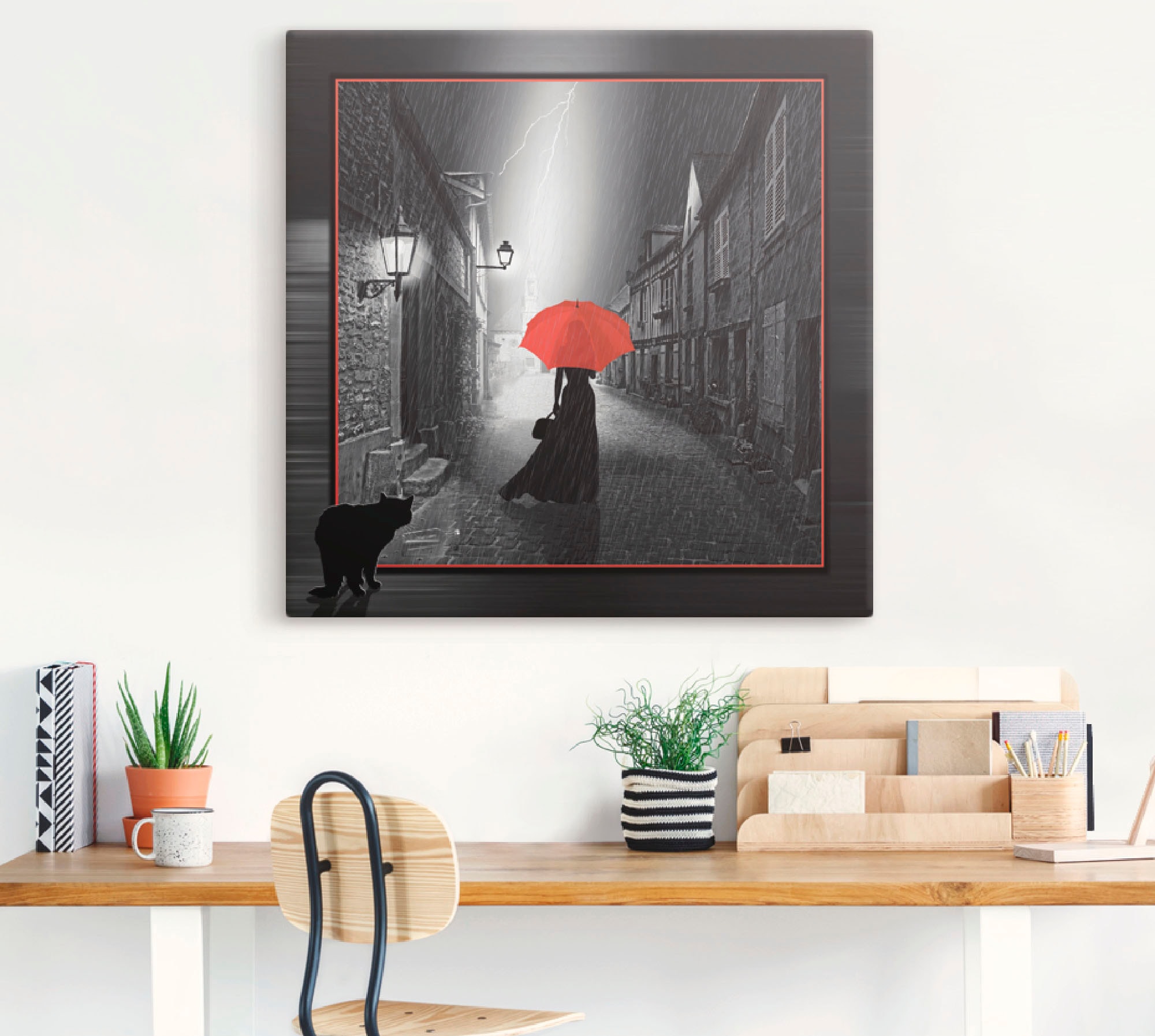 Artland Wandbild »Die Frau mit dem roten Schirm 2«, Frau, (1 St.), als Leinwandbild, Poster, Wandaufkleber in verschied. Grössen
