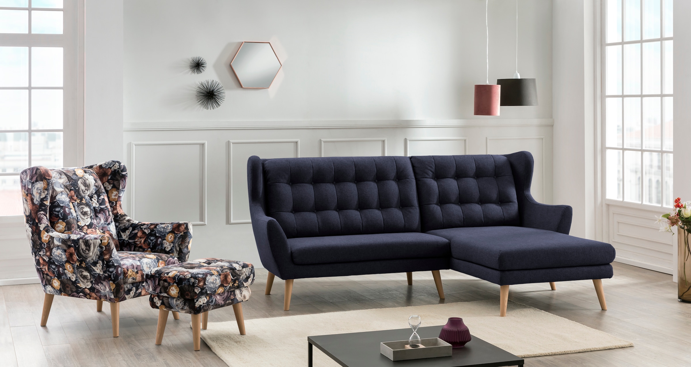 Image of Home affaire Ecksofa "Louanne, L-Form" mit Holzfüssen