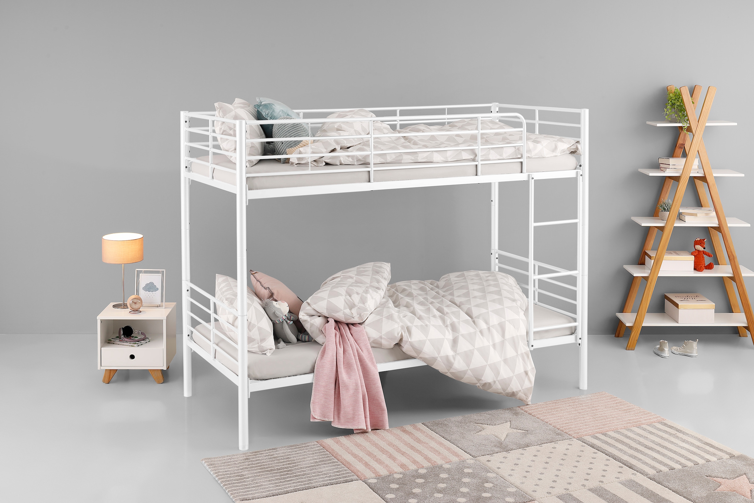 Lüttenhütt Etagenbett »Hayo, Belastbarkeit 250 KG! Metallbett, Stockbett«, (teilbar in 2 Einzelbetten), perfekt für kleine Räume, mehrere Farben, (B/T/H) ca. 208/97/160 cm