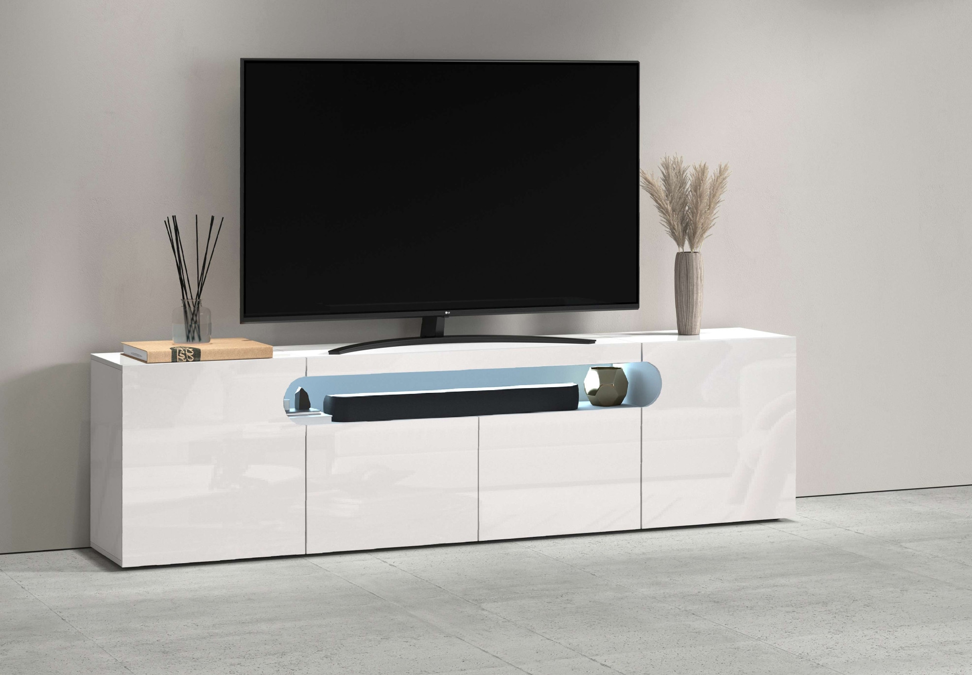 GOODproduct Table basse »REAL,Lowboard,TV-Kommode,TV-Möbel,TV-Bank« 1 cuis tlg. Avec 4 portes, dont 2 arrondies formant une niche ovale ouverte