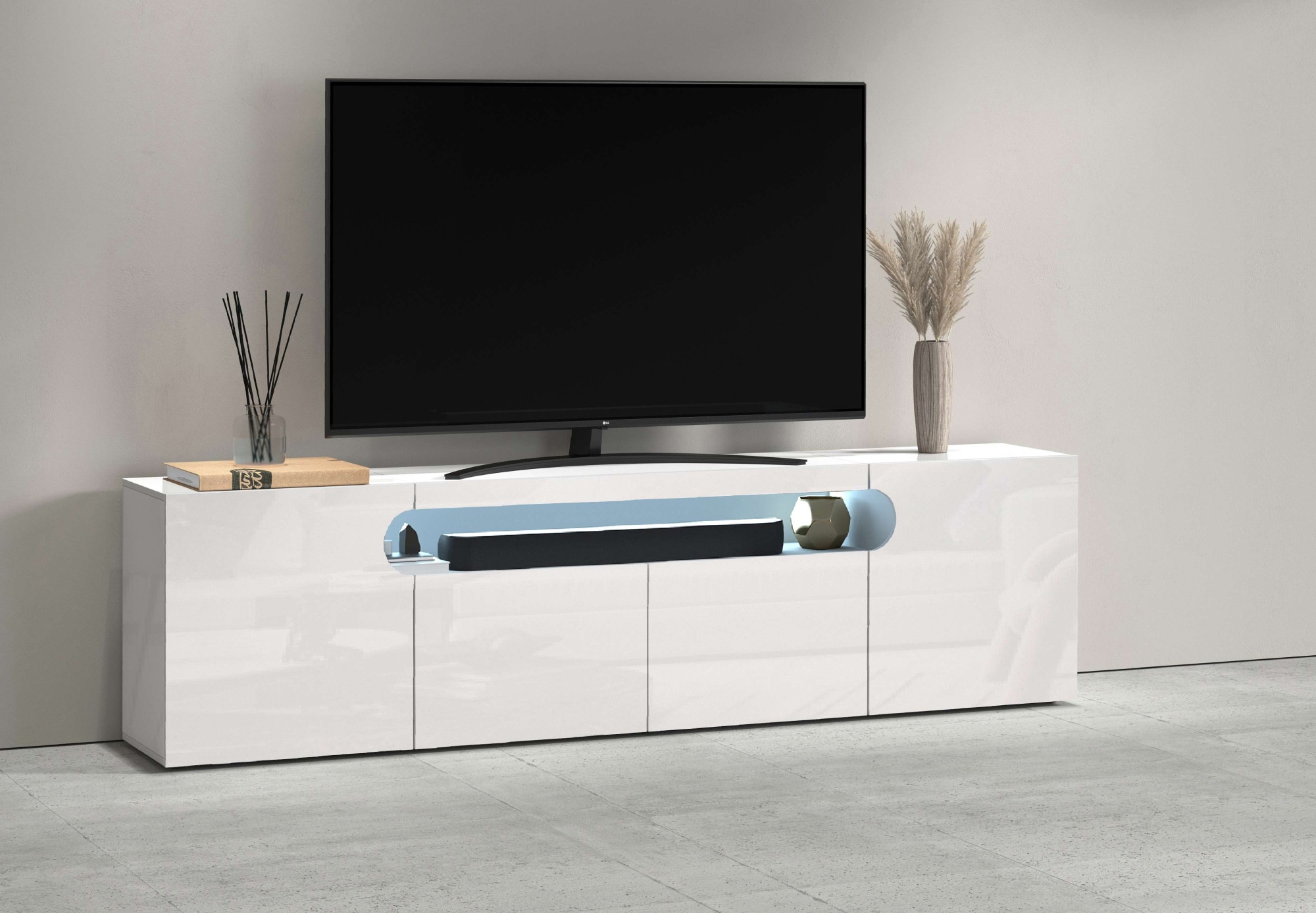 Image of GOODproduct Lowboard "REAL,Lowboard,TV-Kommode,TV-Möbel,TV-Bank" 1 Stk. tlg. Mit 4 Türen, davon 2 abgerundet, die ein ovales offenes Fach bilden