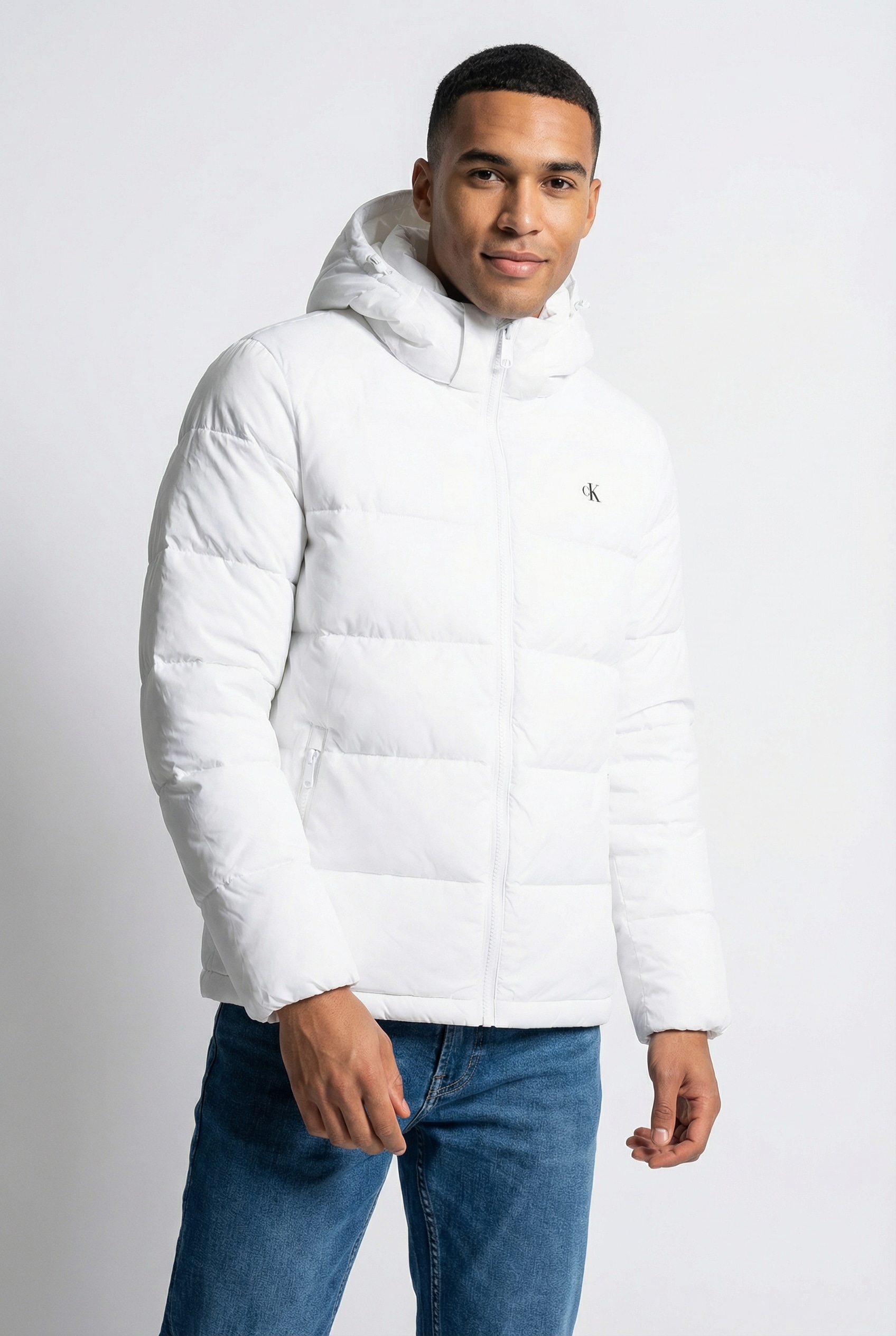 Image of Calvin Klein Jeans Steppjacke "LS NYLN ZP OFF HD DW" mit Kapuze Kapuze, Regular Fit, warm wattiert