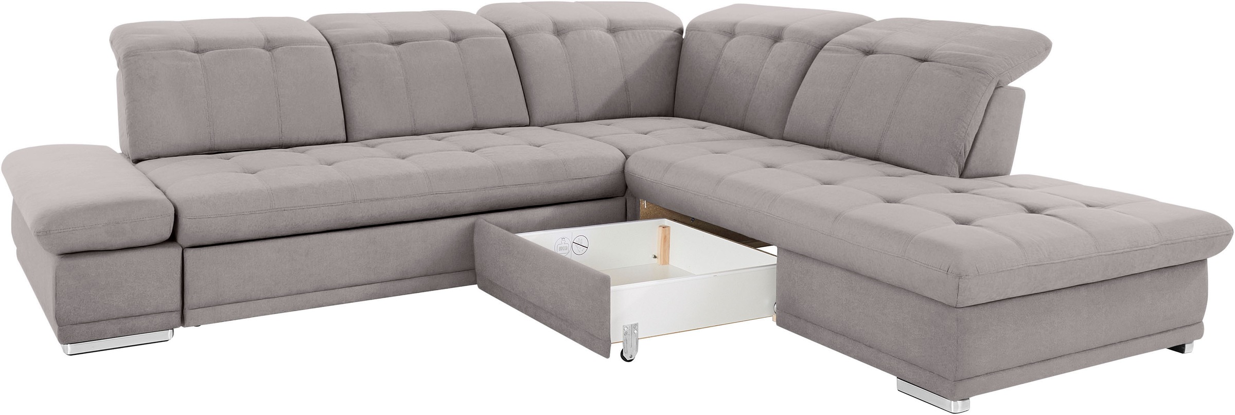 COTTA Ecksofa »Holiday L-Form mit Sitztiefen-, Armteil- und Kopfteilverstellung«, wahlweise mit Bettfunktion & Bettkasten