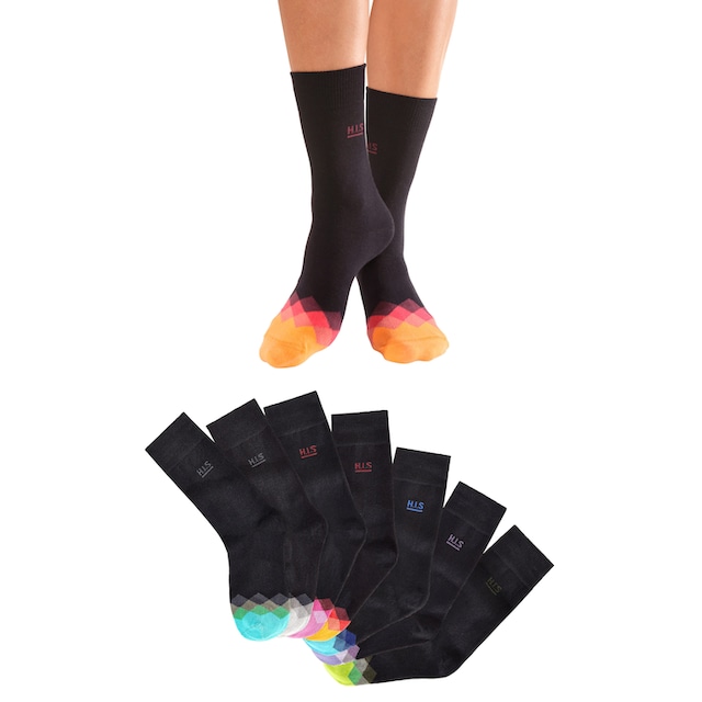 ♕ H.I.S Socken, (Set, 7 Paar), mit bunt gemusterter Spitze  versandkostenfrei auf